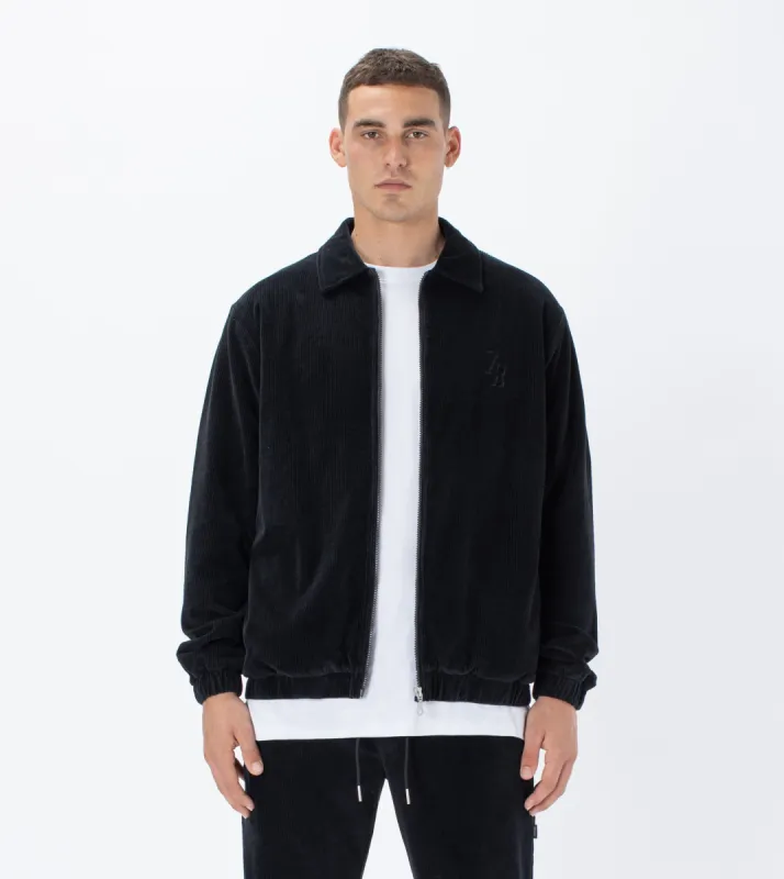 Velour Coach Jacket Black sold by Zanerobe