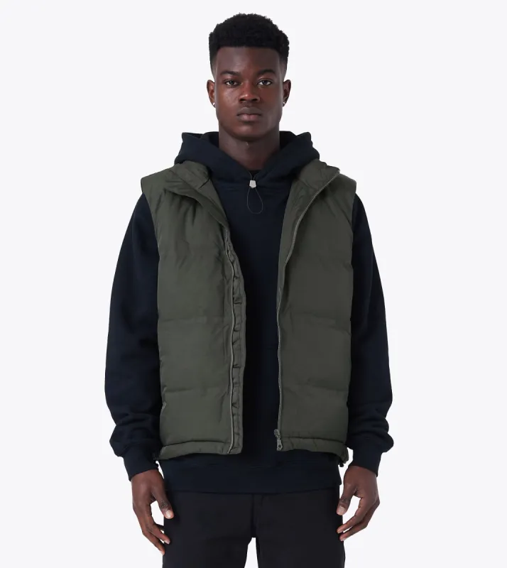Powells Puffer Vest Dk Army sold by Zanerobe