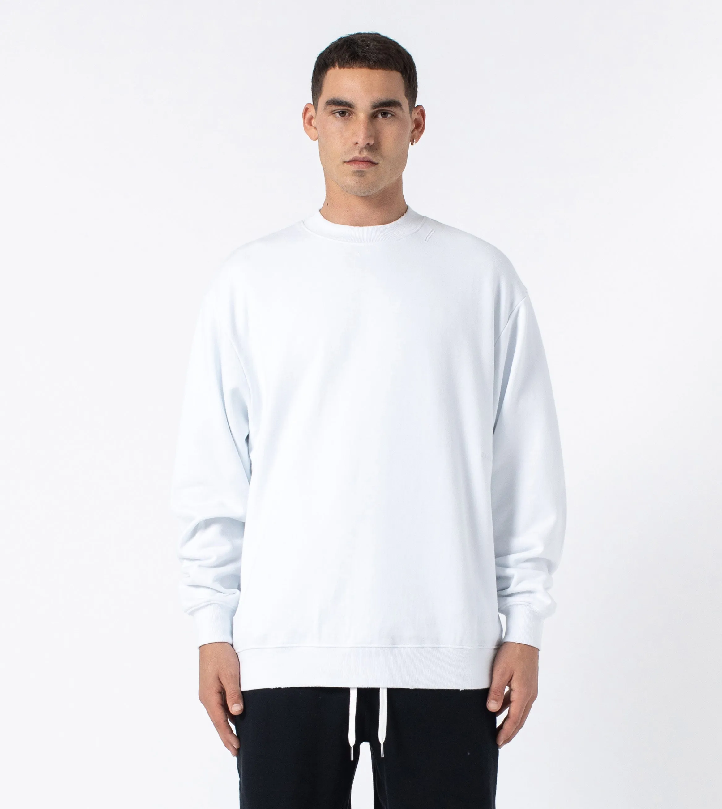 Ripped Orgo Crew Sweat White sold by Zanerobe