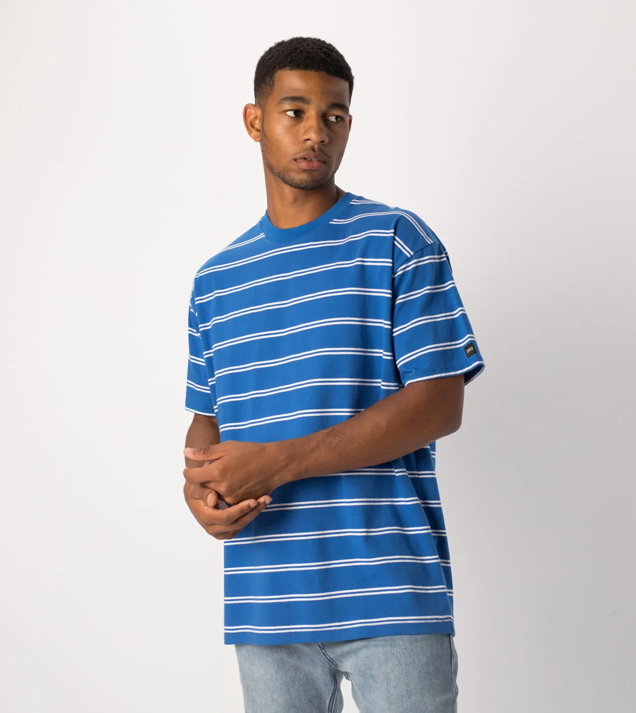 Channel Box Tee Cobalt/White sold by Zanerobe