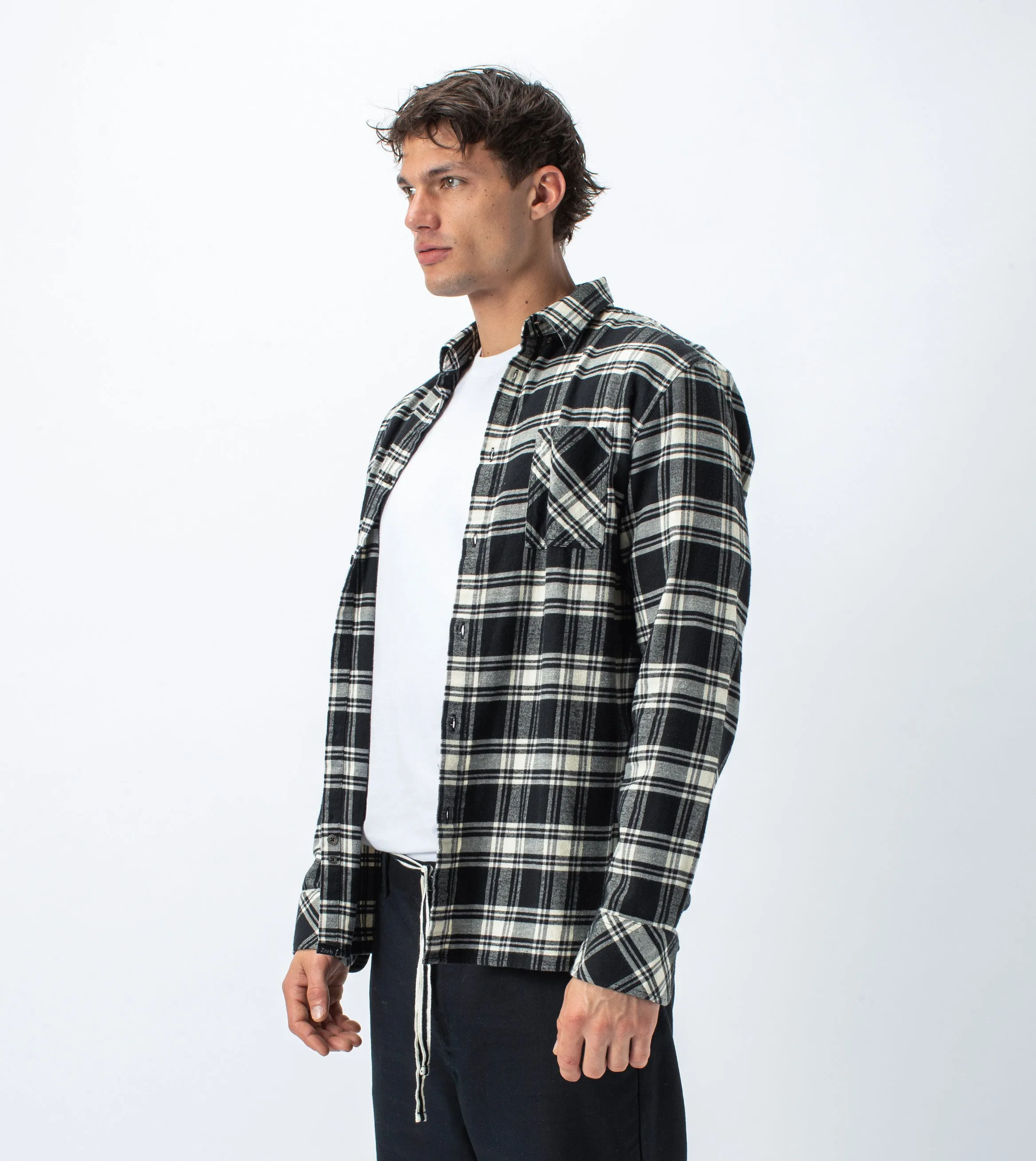 Flannel Lightweight LS Shirt Black/Milk - Sale sold by Zanerobe product image thumbnail 2
