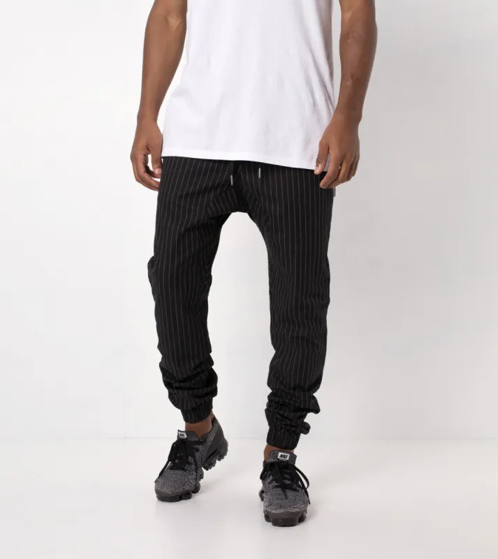 Pinstripe Sureshot Jogger Black/White - Sale sold by Zanerobe