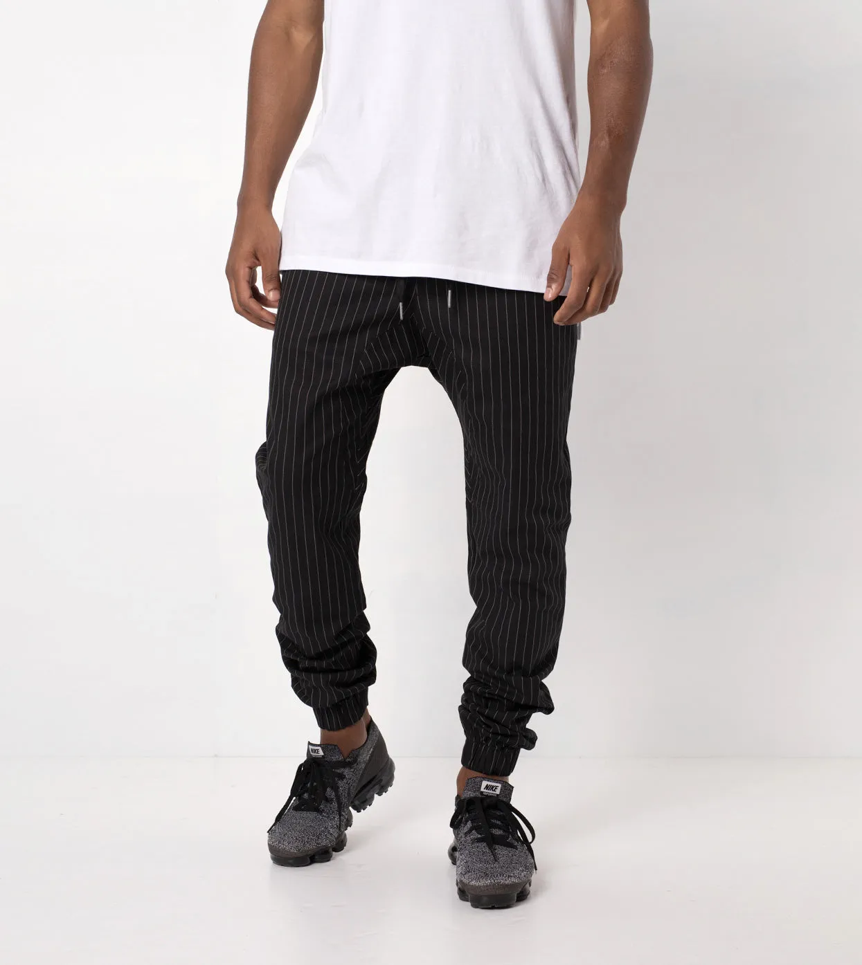 Pinstripe Sureshot Jogger Black/White - Sale sold by Zanerobe