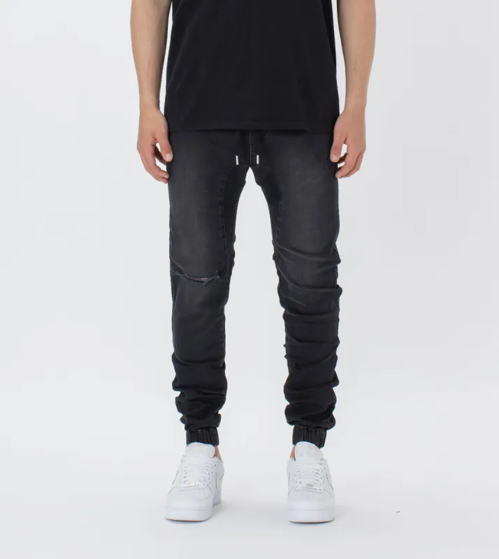 Sureshot Denim Jogger Carbon Black sold by Zanerobe