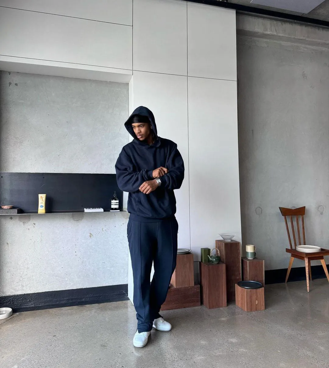 Double Down Hoodie Navy sold by Zanerobe product image thumbnail 5