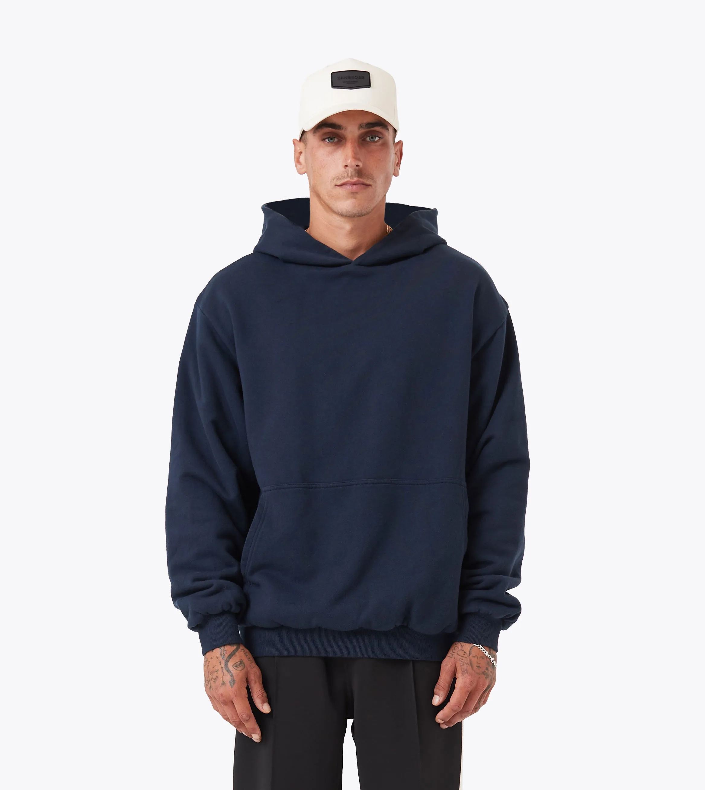 Double Down Hoodie Navy sold by Zanerobe