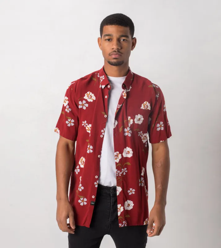 Orient SS Shirt Dk Cherry sold by Zanerobe