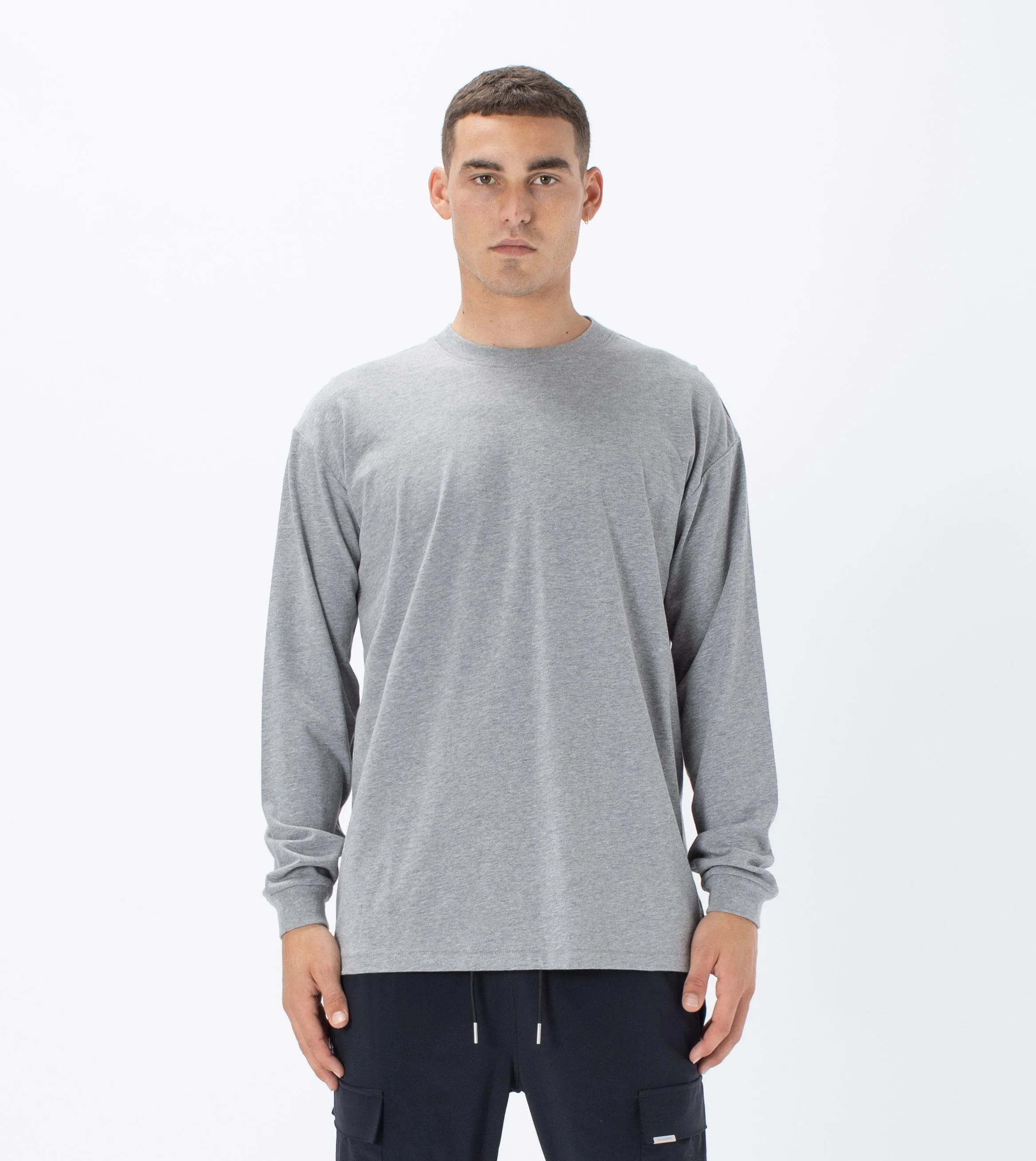 Box LS Tee Dk Grey Marle sold by Zanerobe
