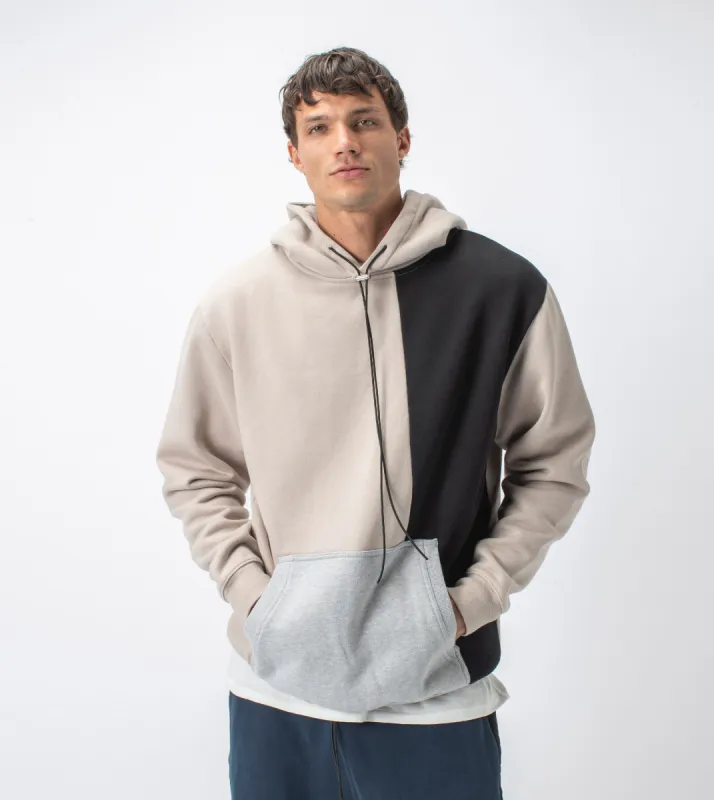 Lowgo Overlay Hood Sweat Bread/Black sold by Zanerobe