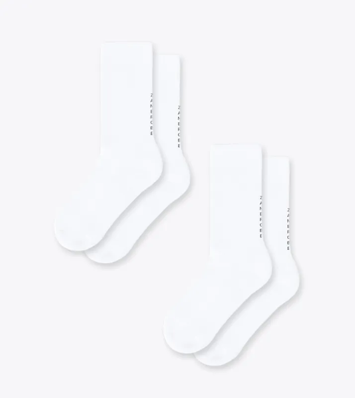 Back Logo Sock White (2 Pack) sold by Zanerobe