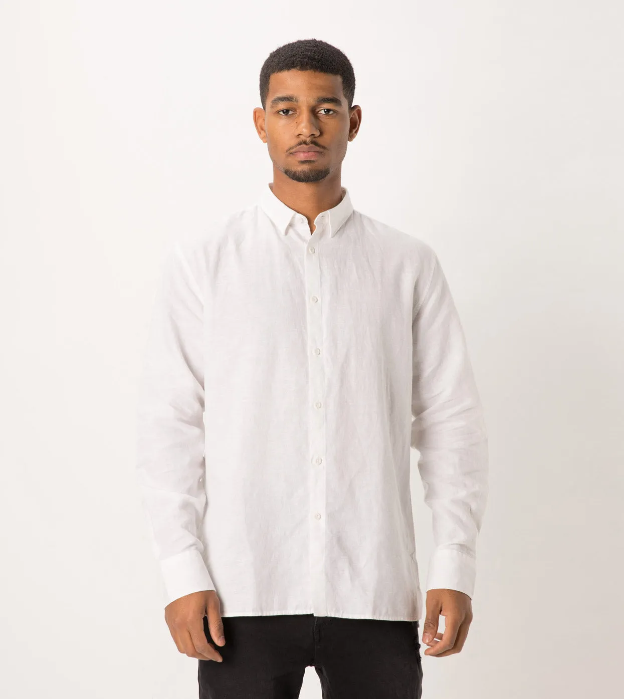 Linen LS Shirt White sold by Zanerobe