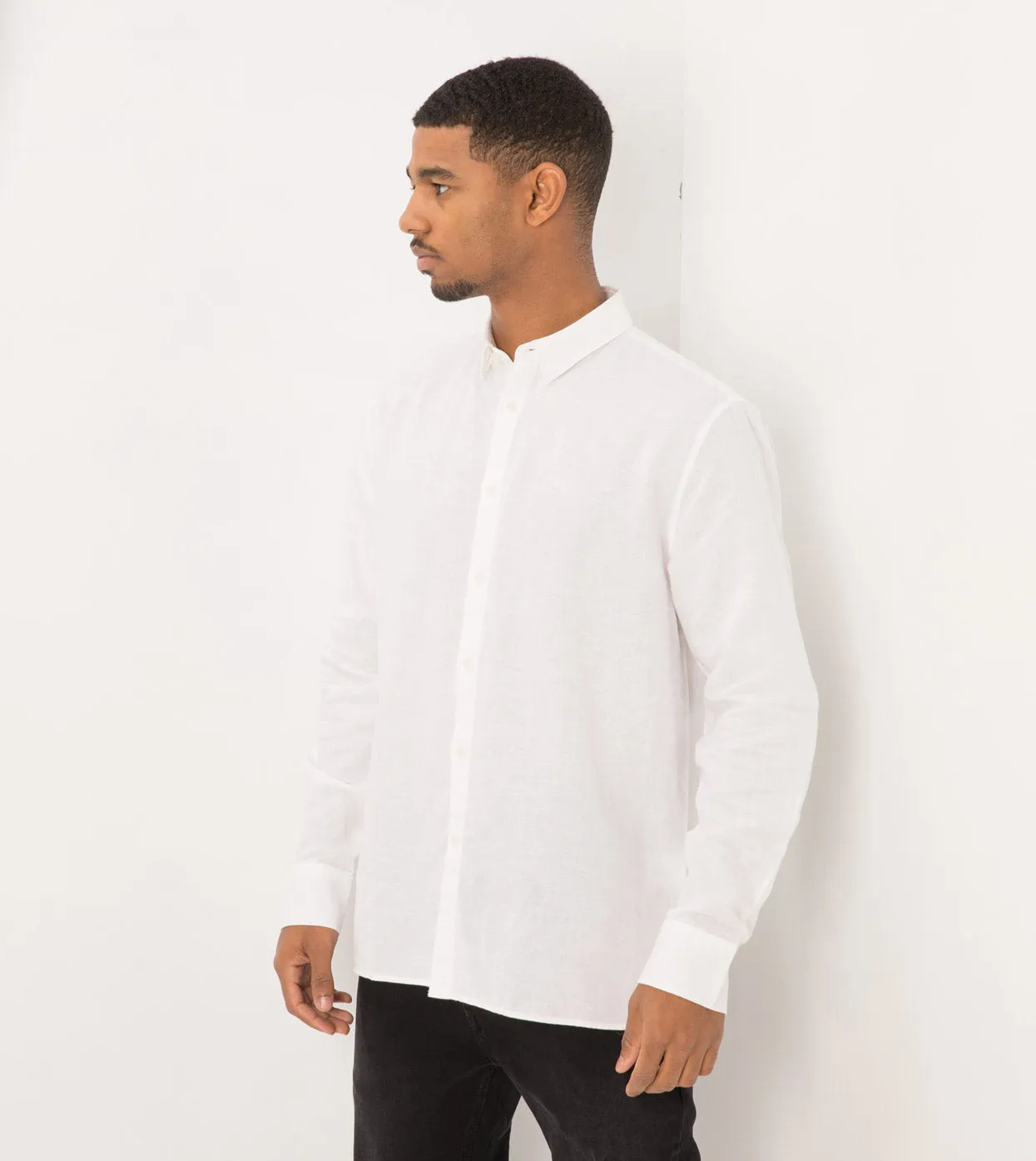 Linen LS Shirt White sold by Zanerobe product image thumbnail 2