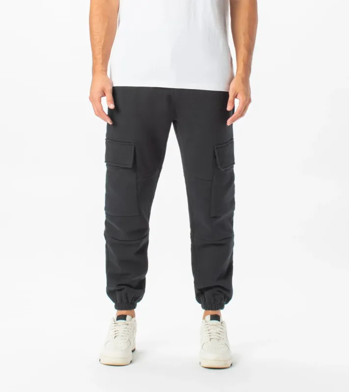 Jumpa Cargo Sweat Fleece Jogger Black sold by Zanerobe