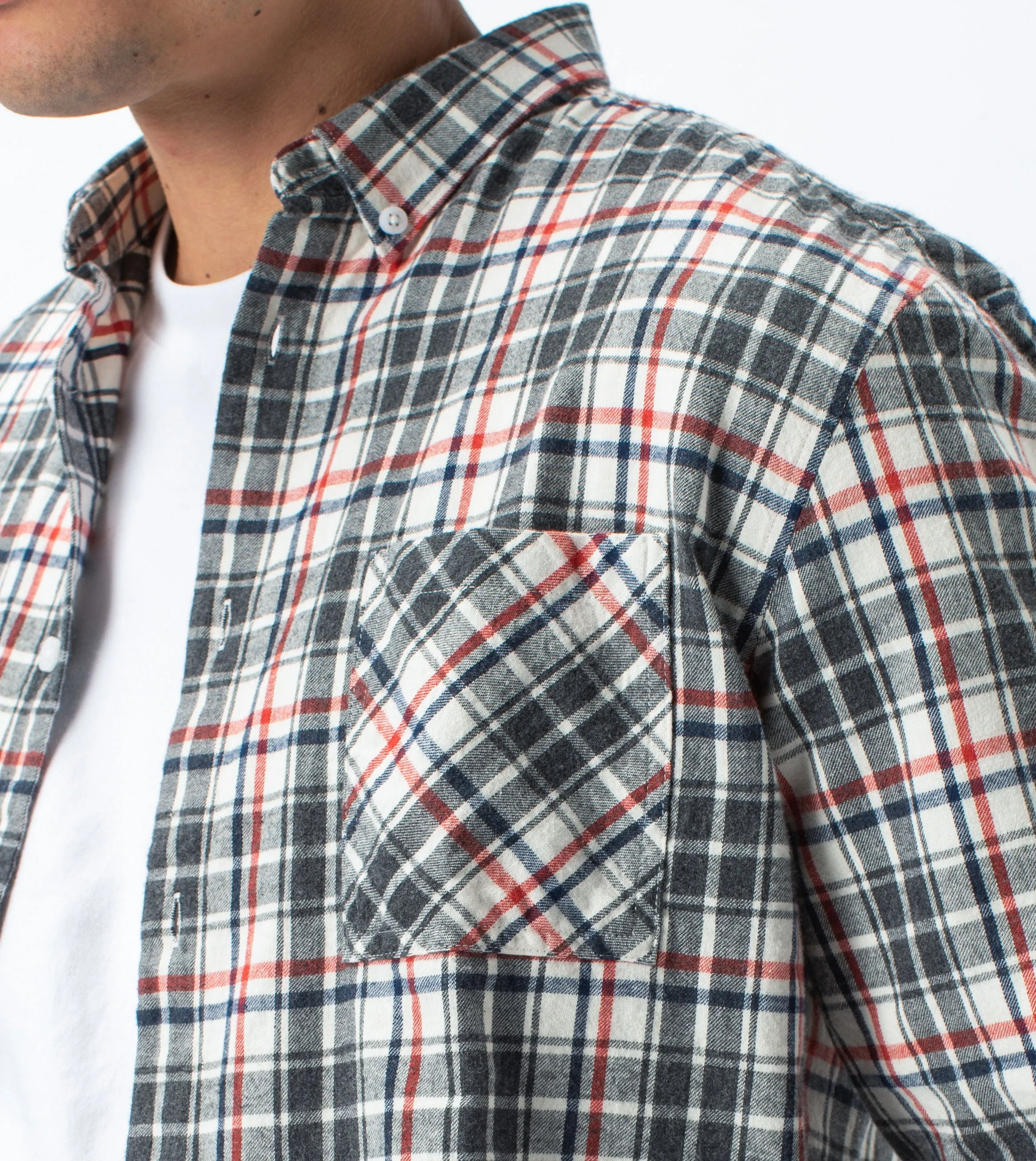 Flannel Lightweight LS Shirt Milk/Grey - Sale sold by Zanerobe product image thumbnail 3
