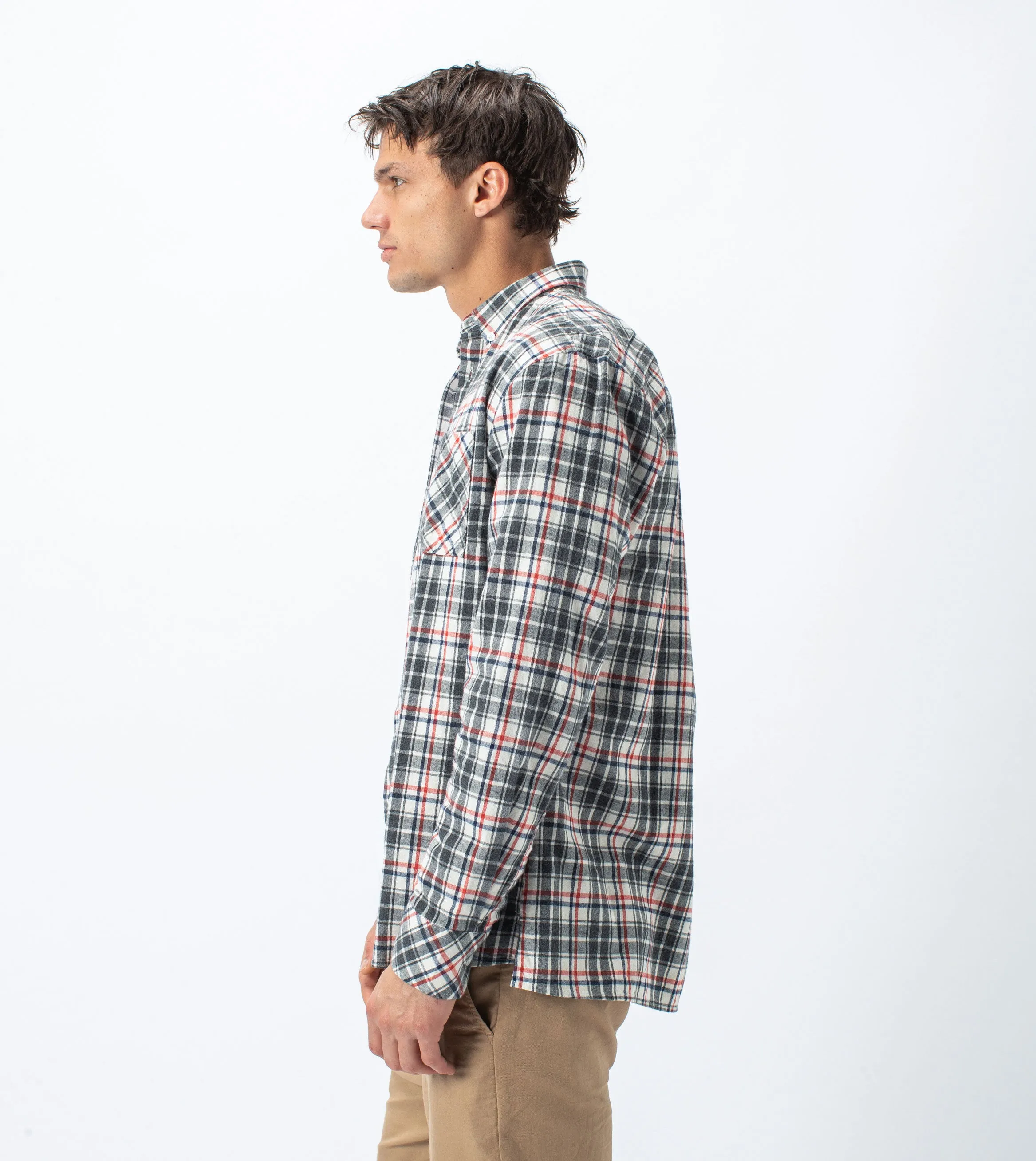 Flannel Lightweight LS Shirt Milk/Grey - Sale sold by Zanerobe product image thumbnail 4
