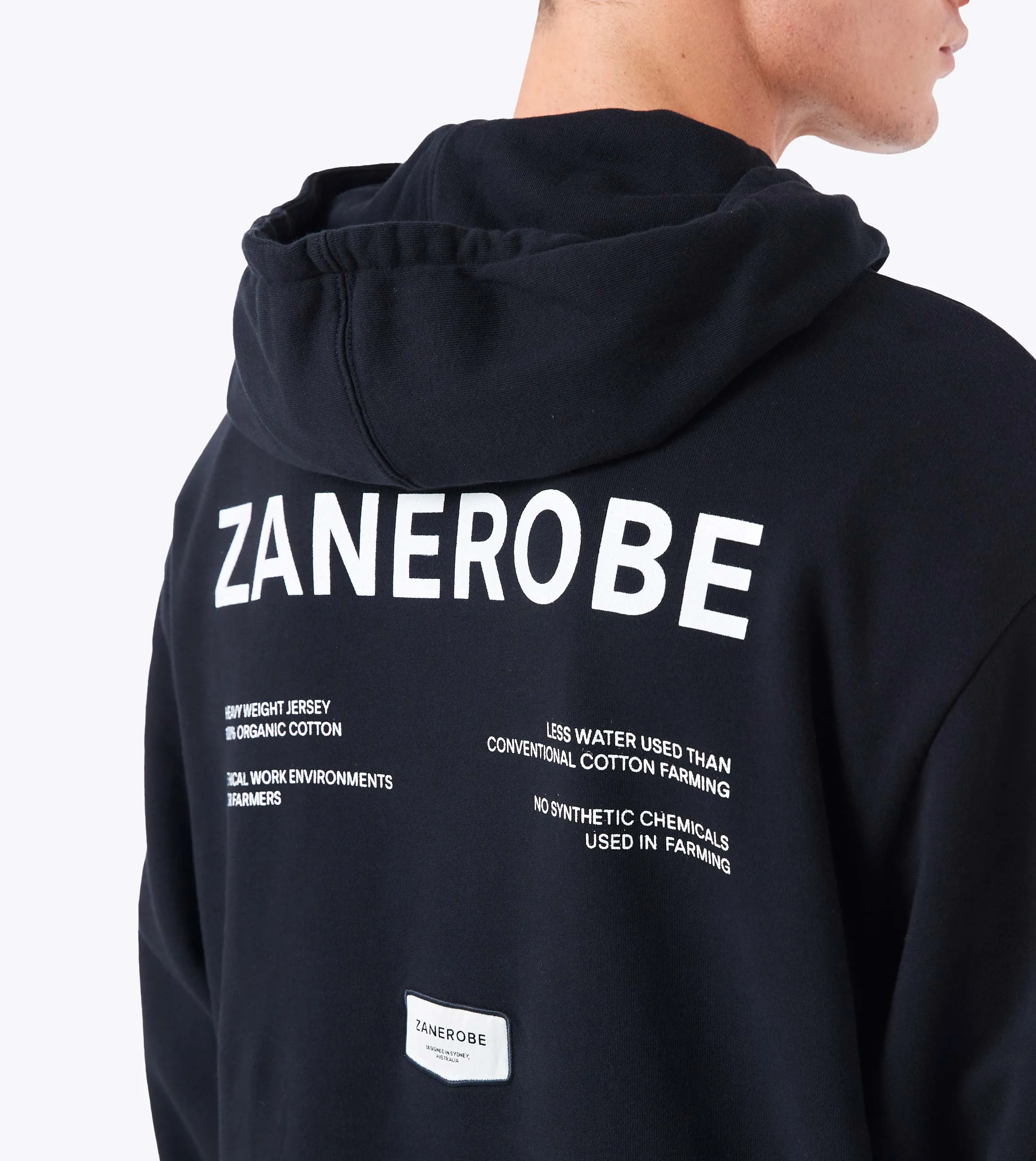 Label Orgo Hood Sweat Black sold by Zanerobe product image thumbnail 4