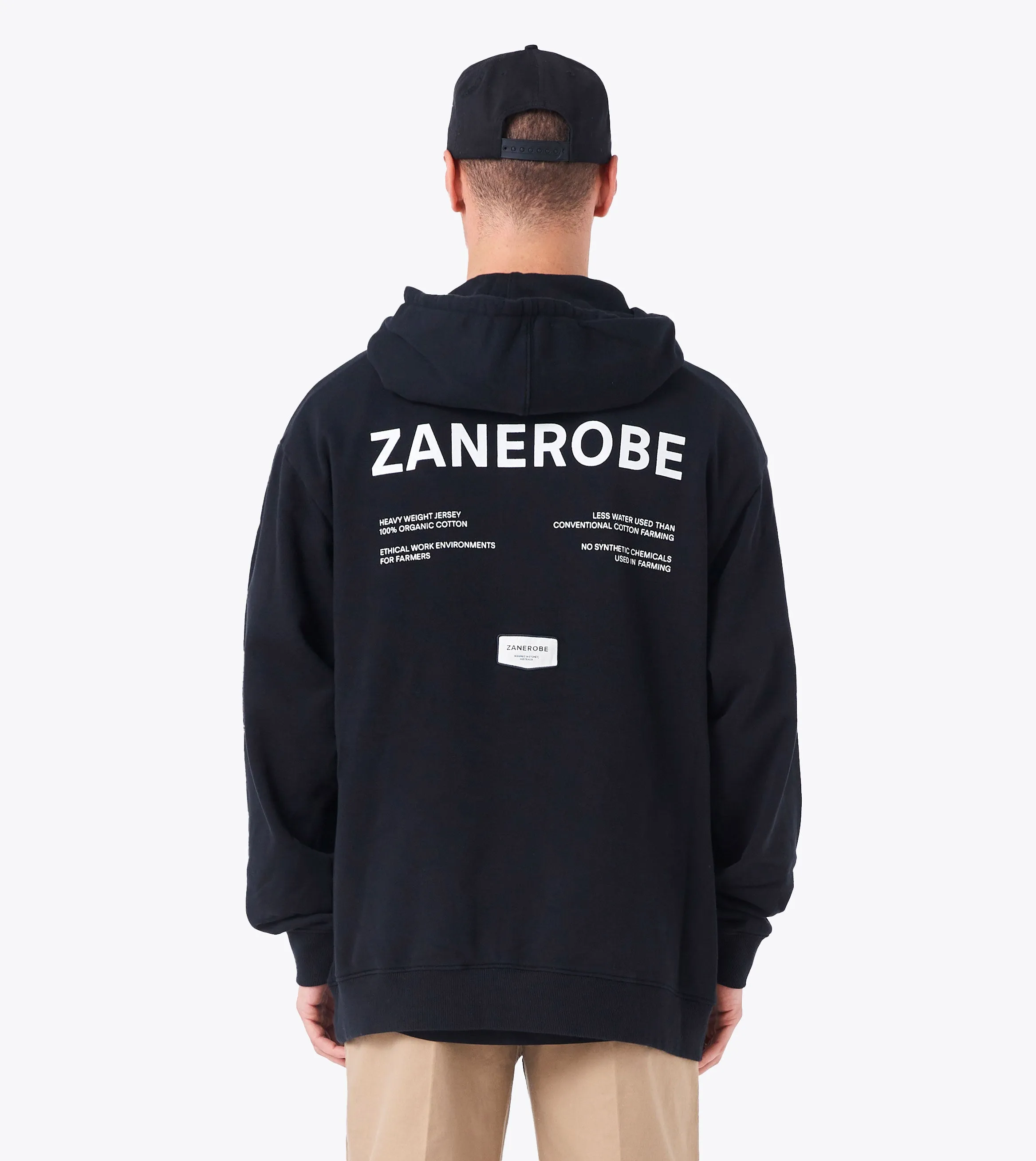 Label Orgo Hood Sweat Black sold by Zanerobe