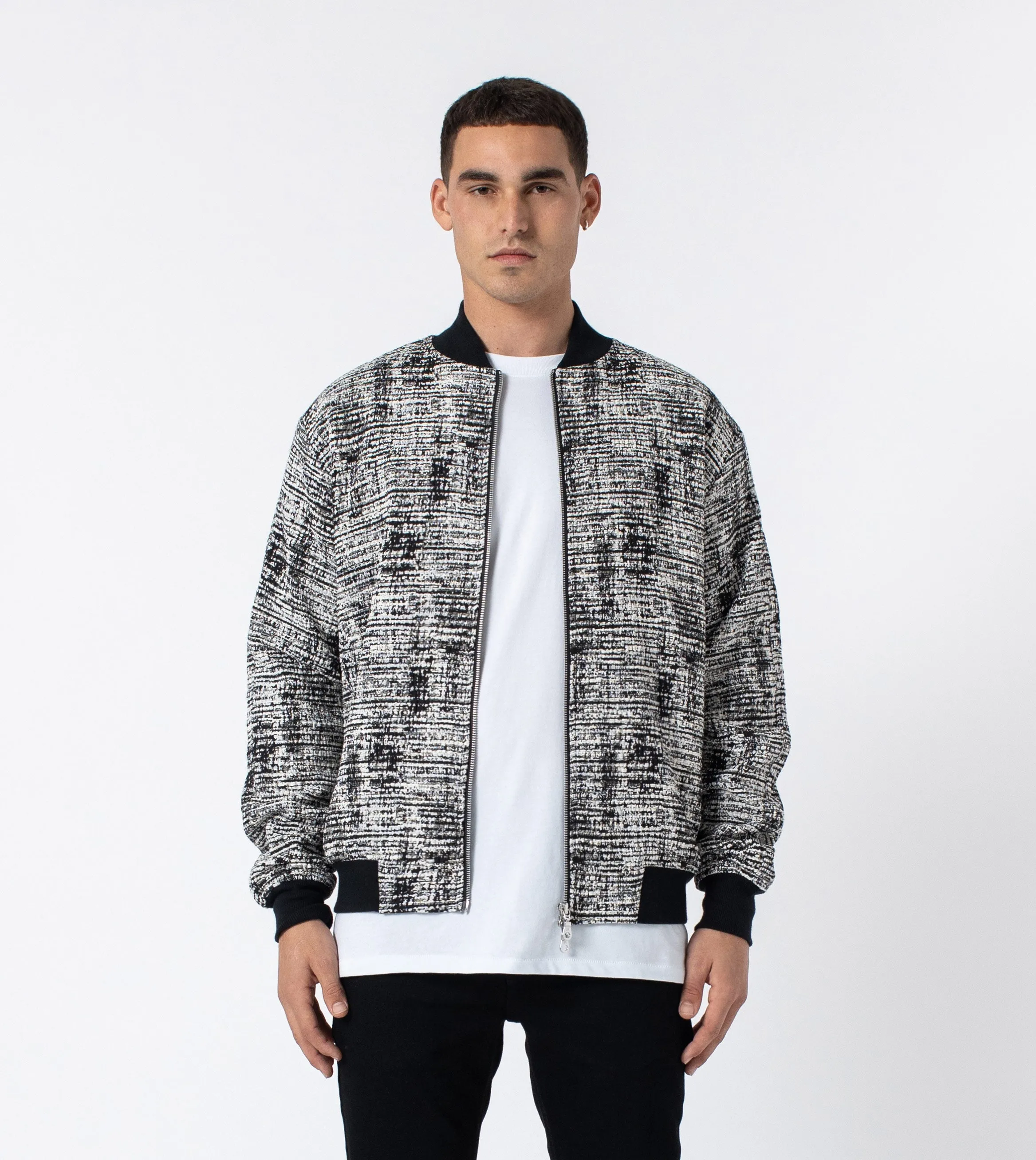 Static Zane Bomber Jacket Black/White sold by Zanerobe