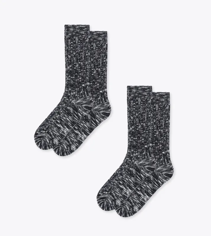 Slub Sock Black/Natural (2 Pack) sold by Zanerobe