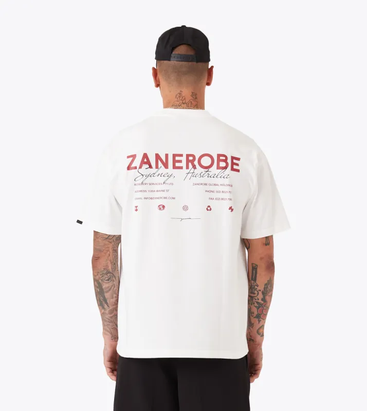 ZR Box Tee Vintage White sold by Zanerobe