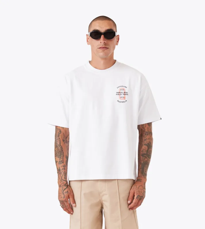Track Team Box Crop Tee White sold by Zanerobe