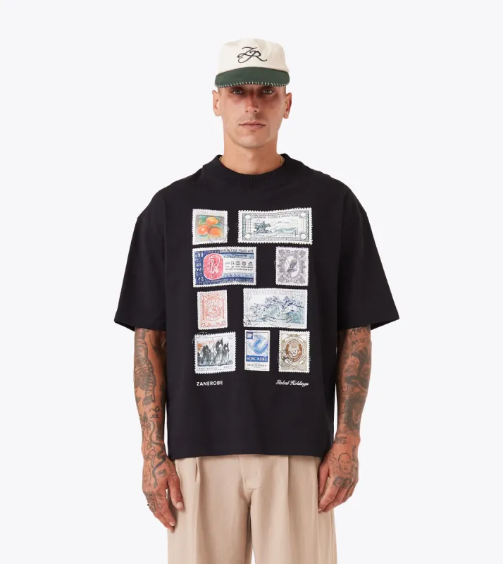 Stamps Lounge Tee Black sold by Zanerobe