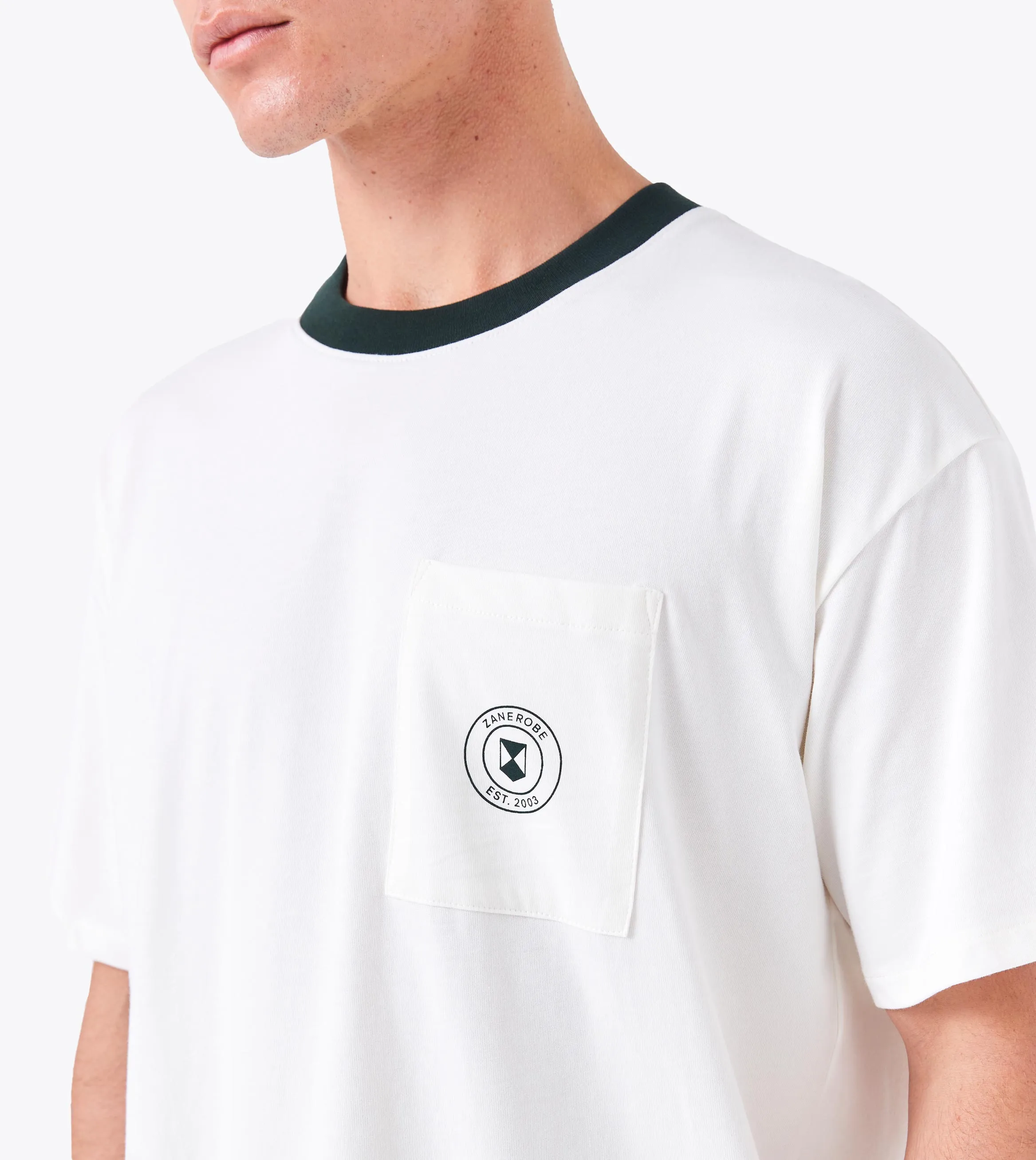 Contrast Emblem Box Tee Vintage White/Forest sold by Zanerobe product image thumbnail 3