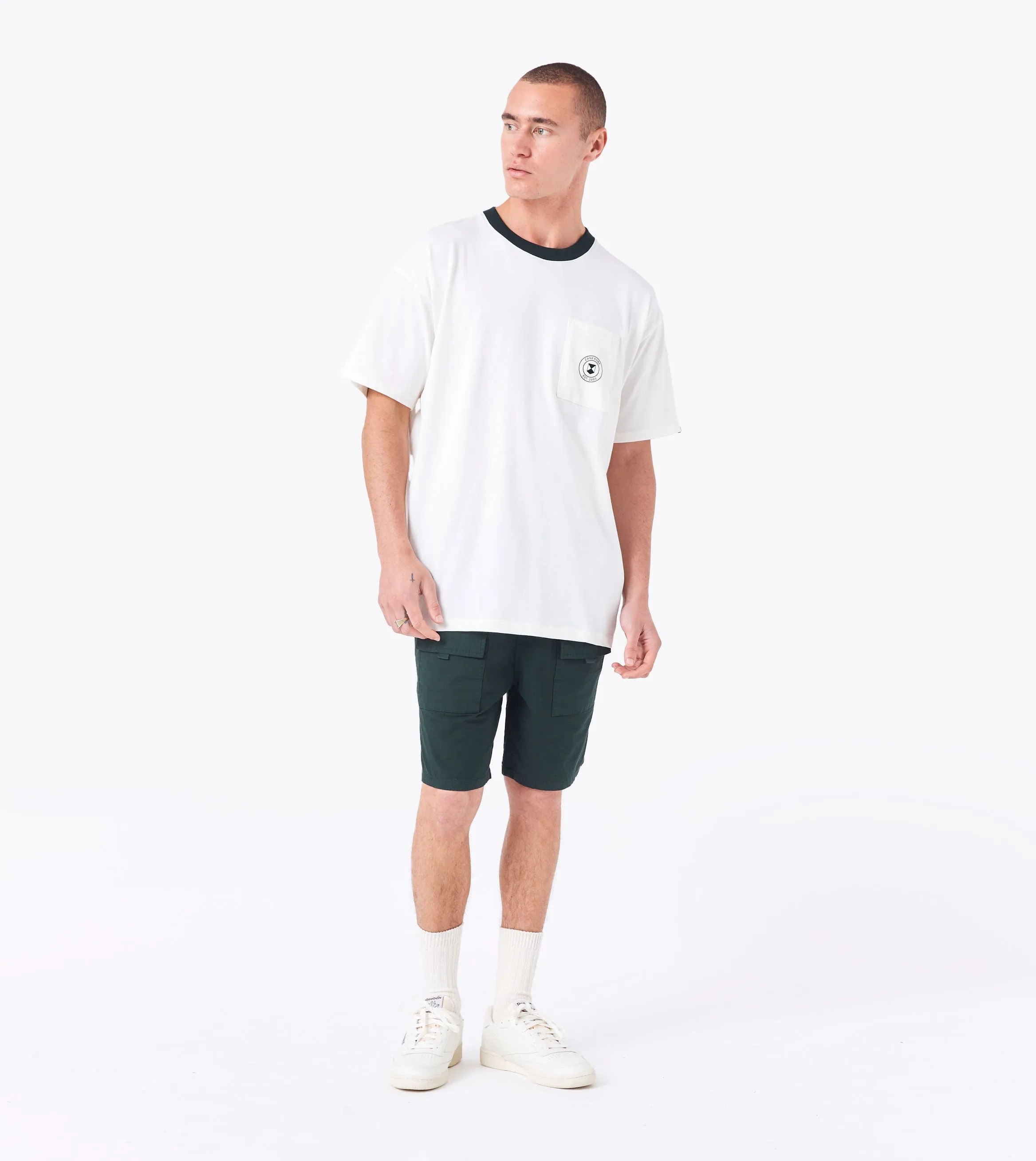Contrast Emblem Box Tee Vintage White/Forest sold by Zanerobe product image thumbnail 2
