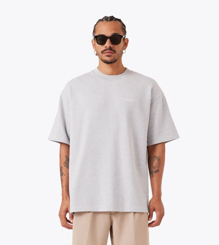 Rugger Fleece Tee Grey Marle sold by Zanerobe