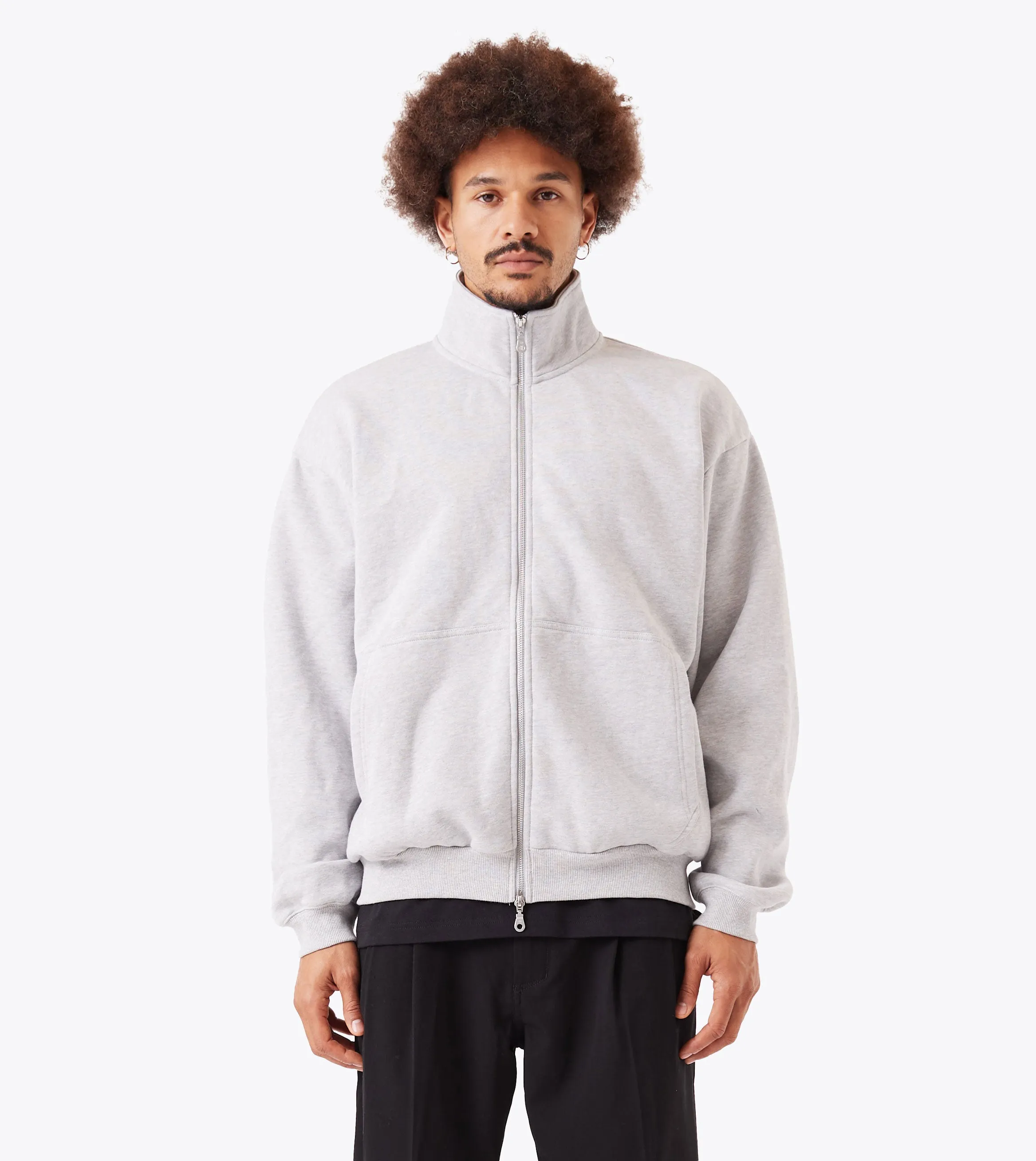 Zip Funnel Sweat Grey Marle sold by Zanerobe