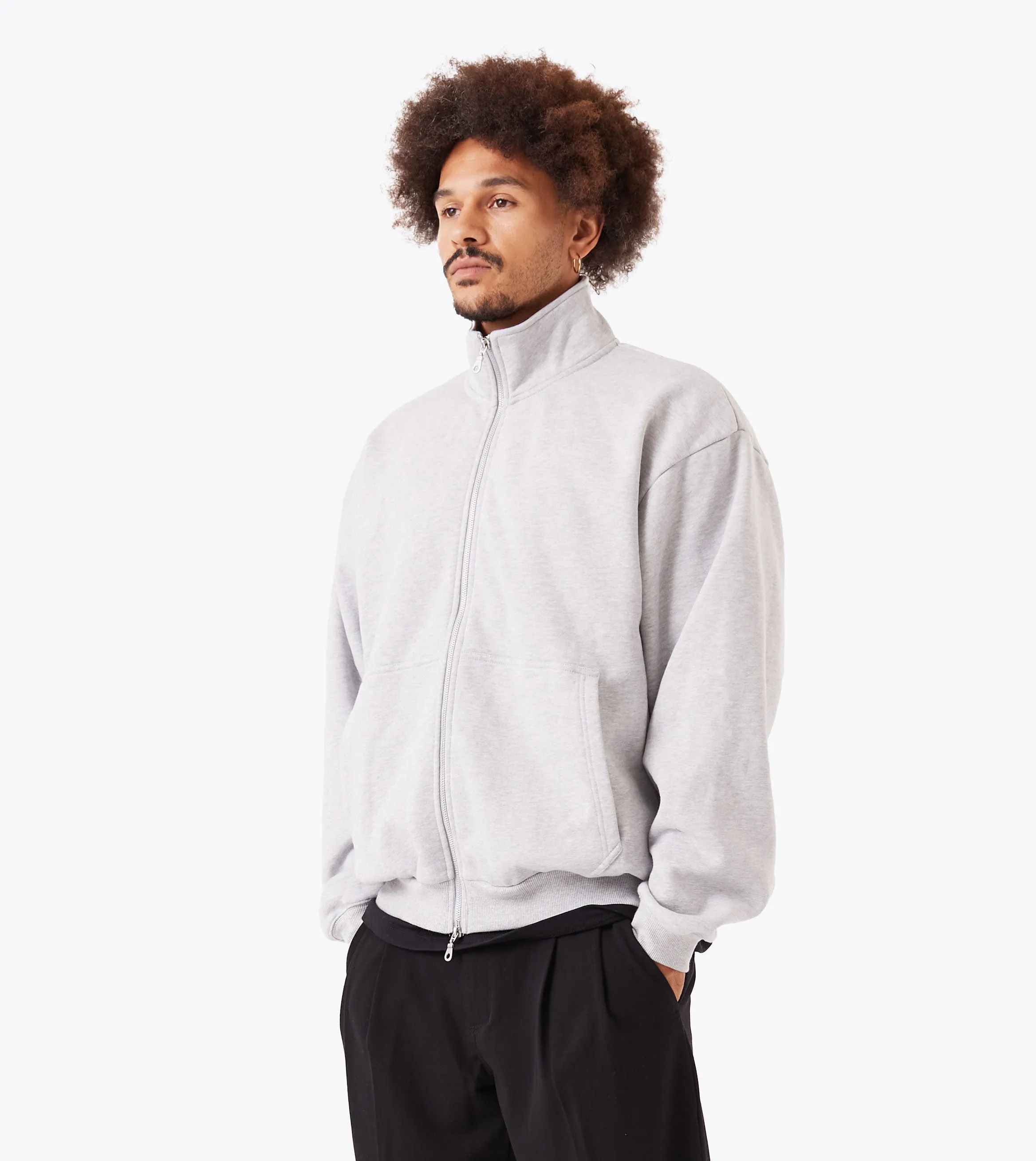 Zip Funnel Sweat Grey Marle sold by Zanerobe product image thumbnail 3