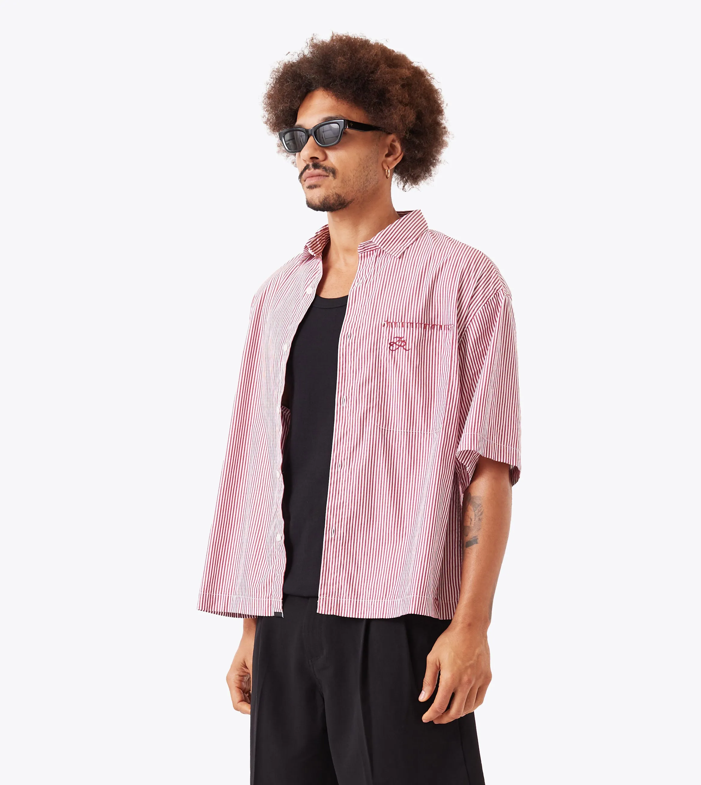 Box Crop Shirt Red Stripe sold by Zanerobe product image thumbnail 3