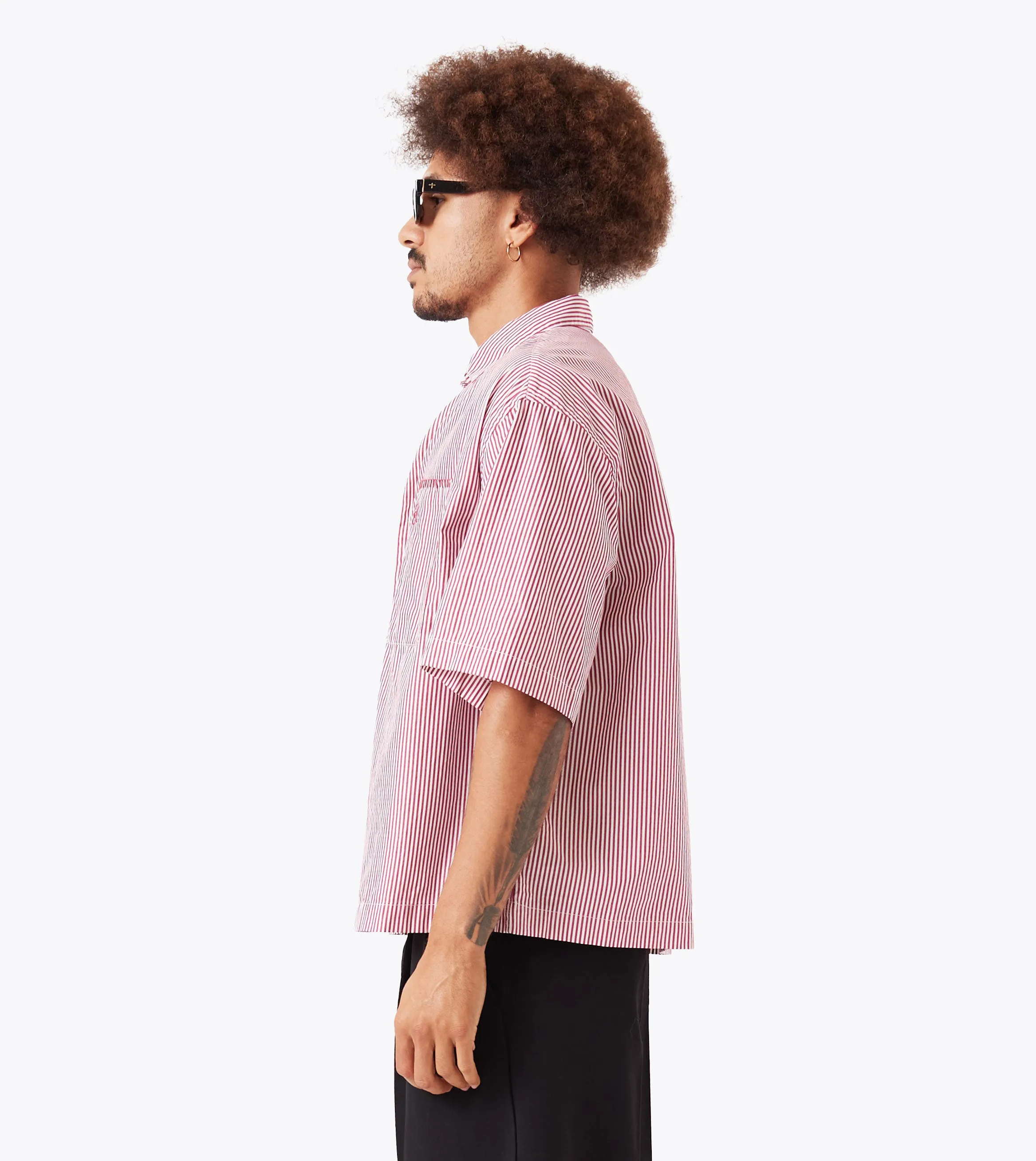 Box Crop Shirt Red Stripe sold by Zanerobe product image thumbnail 4