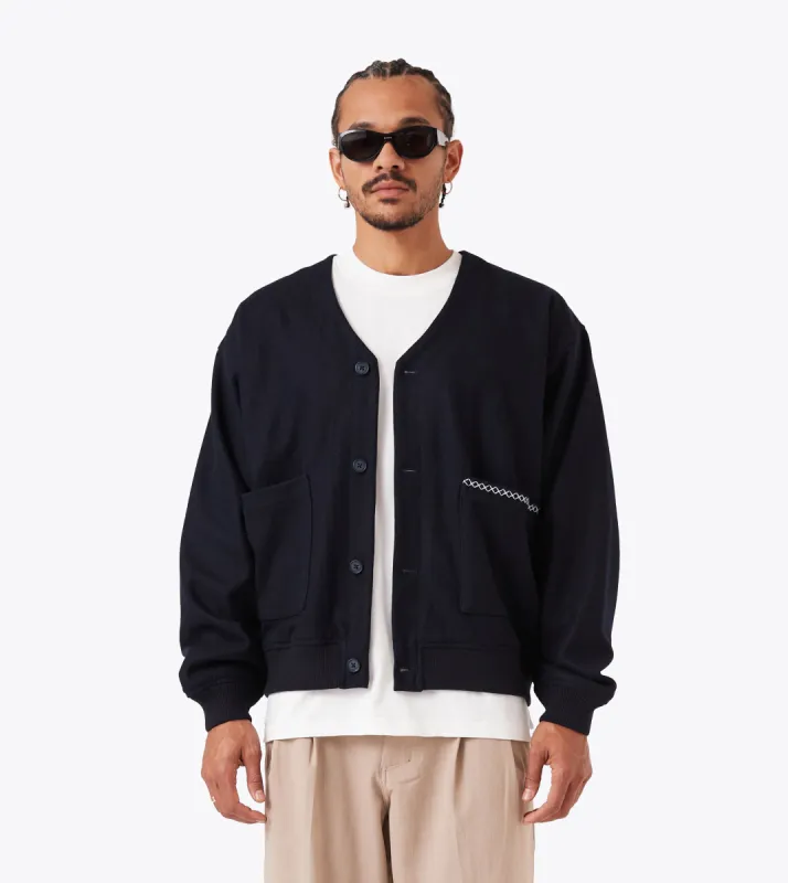 Wool Cardigan Indigo sold by Zanerobe