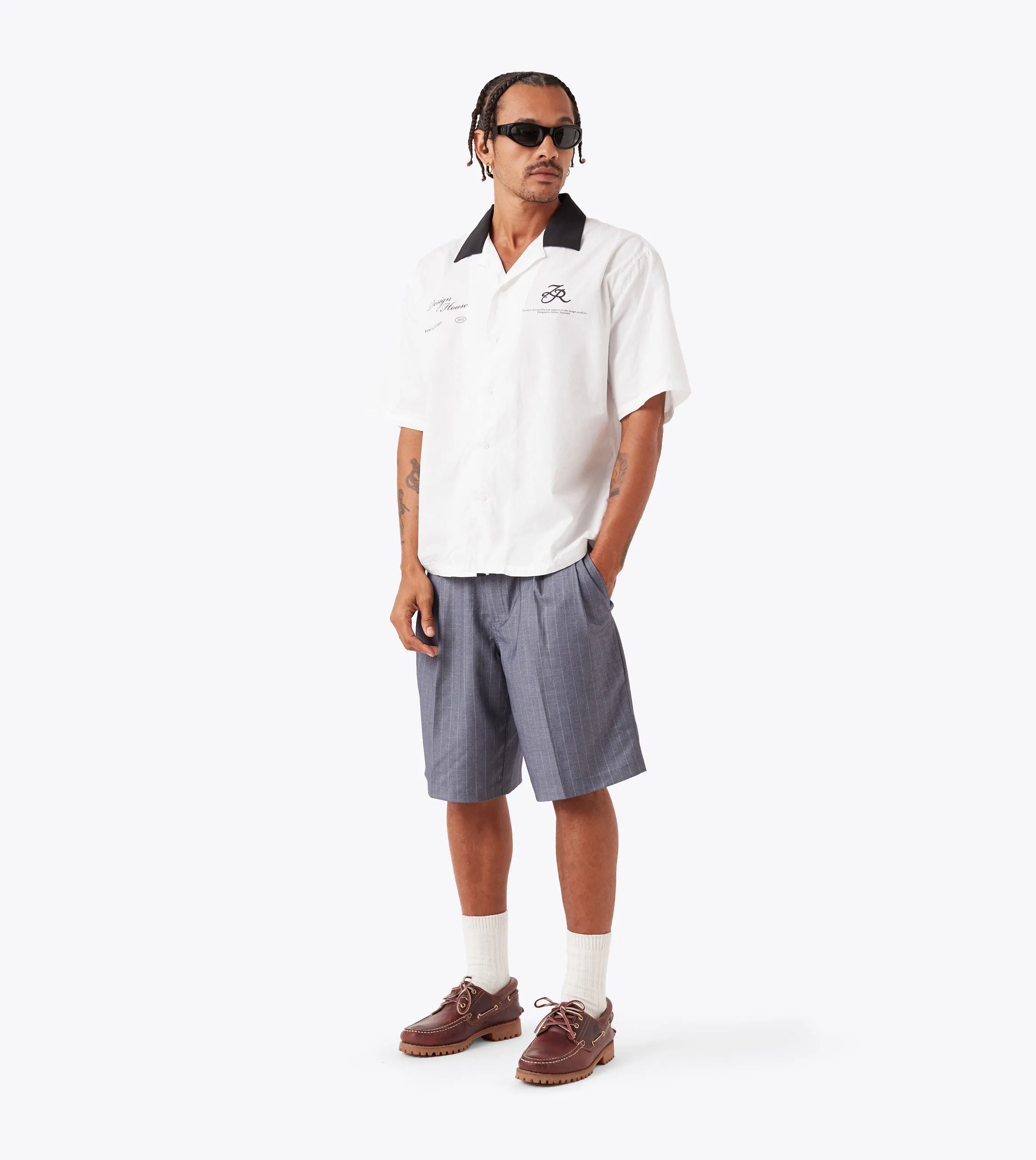 Pinstripe Flow Short Grey sold by Zanerobe product image thumbnail 2