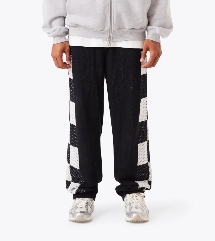 Checker Lounge Pant Black sold by Zanerobe