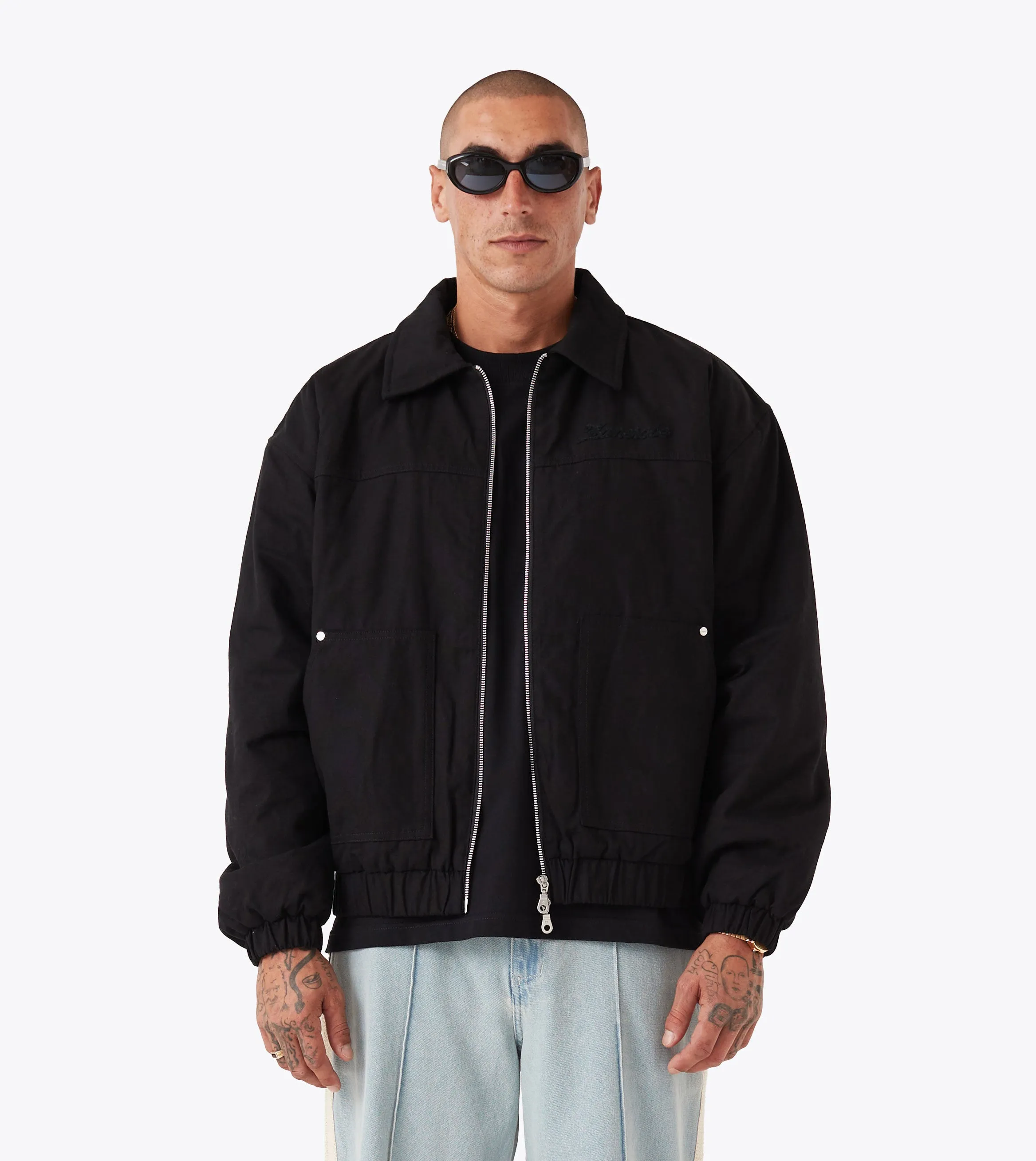 Canvas Work Jacket Washed Black sold by Zanerobe