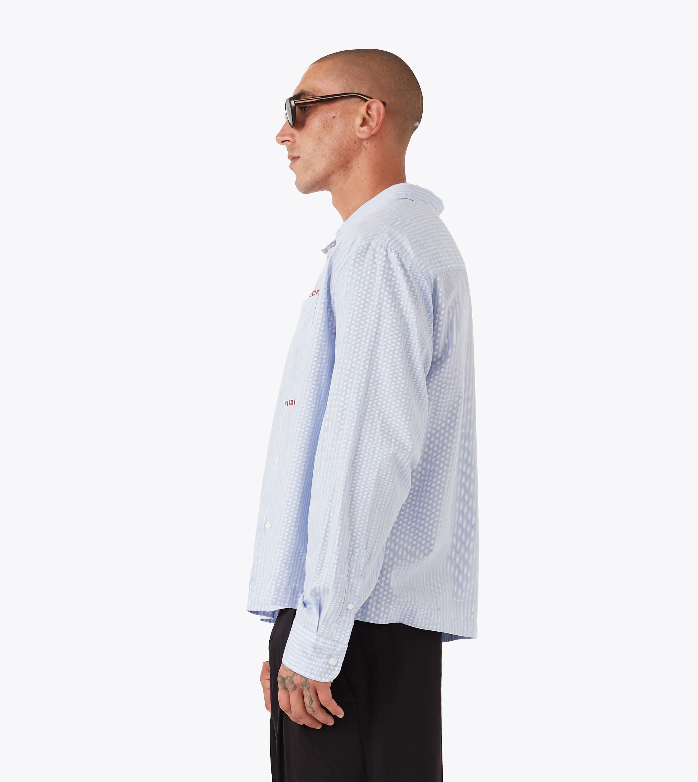 Overlap Crop LS Shirt Blue Stripe sold by Zanerobe product image thumbnail 4