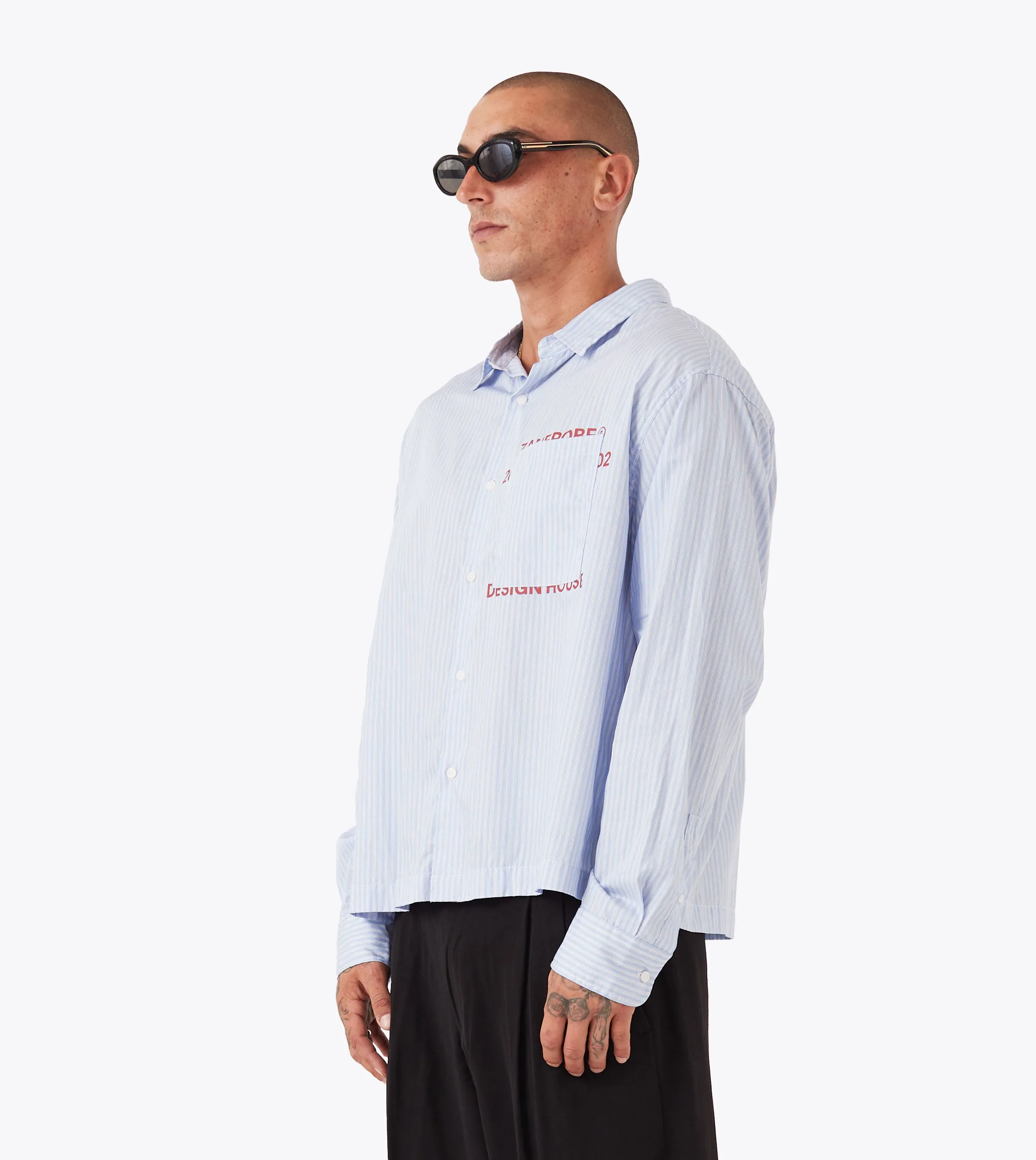 Overlap Crop LS Shirt Blue Stripe sold by Zanerobe product image thumbnail 3