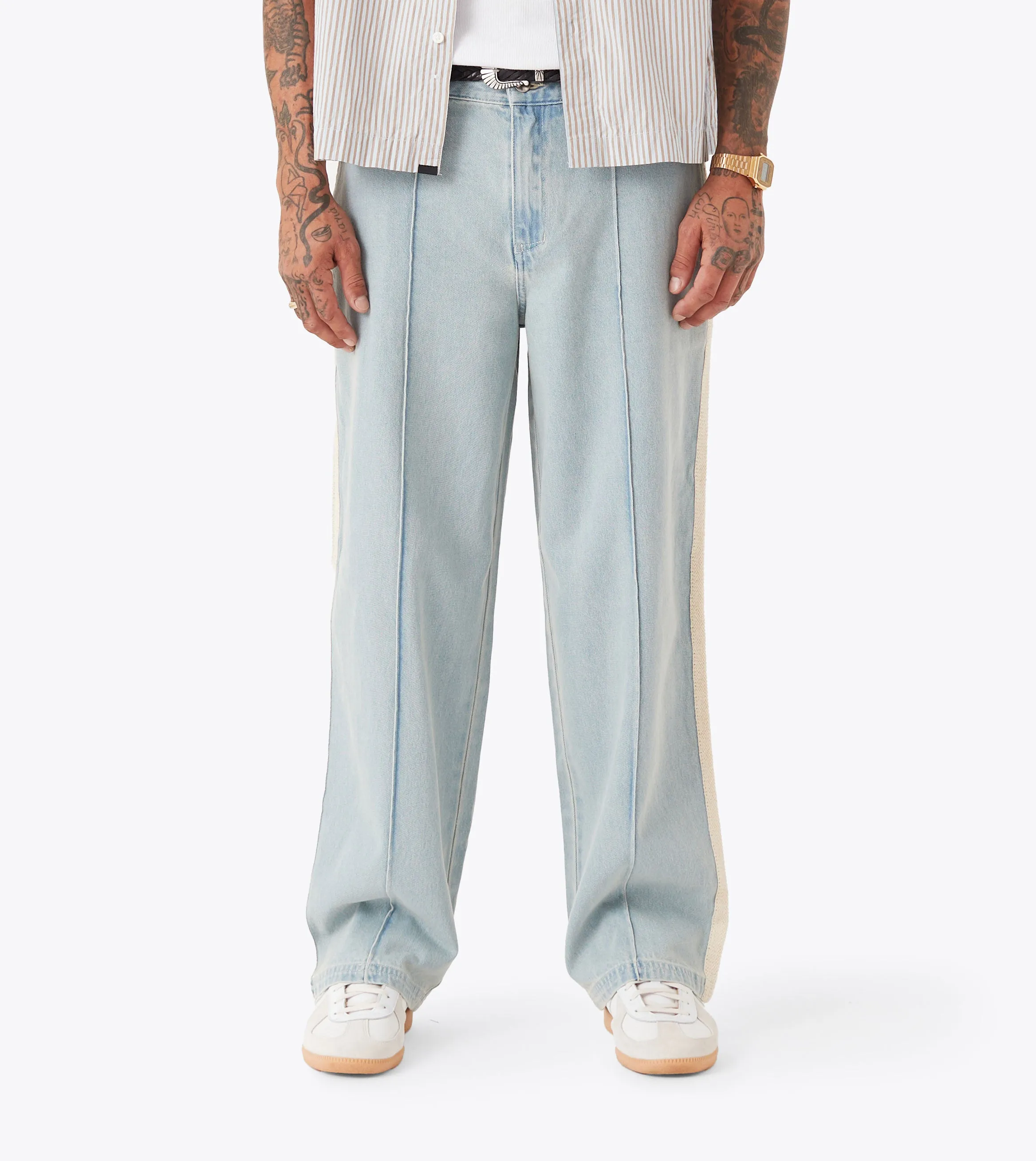 Stitched Pintuck Denim Pant LT Blue sold by Zanerobe product image thumbnail 5