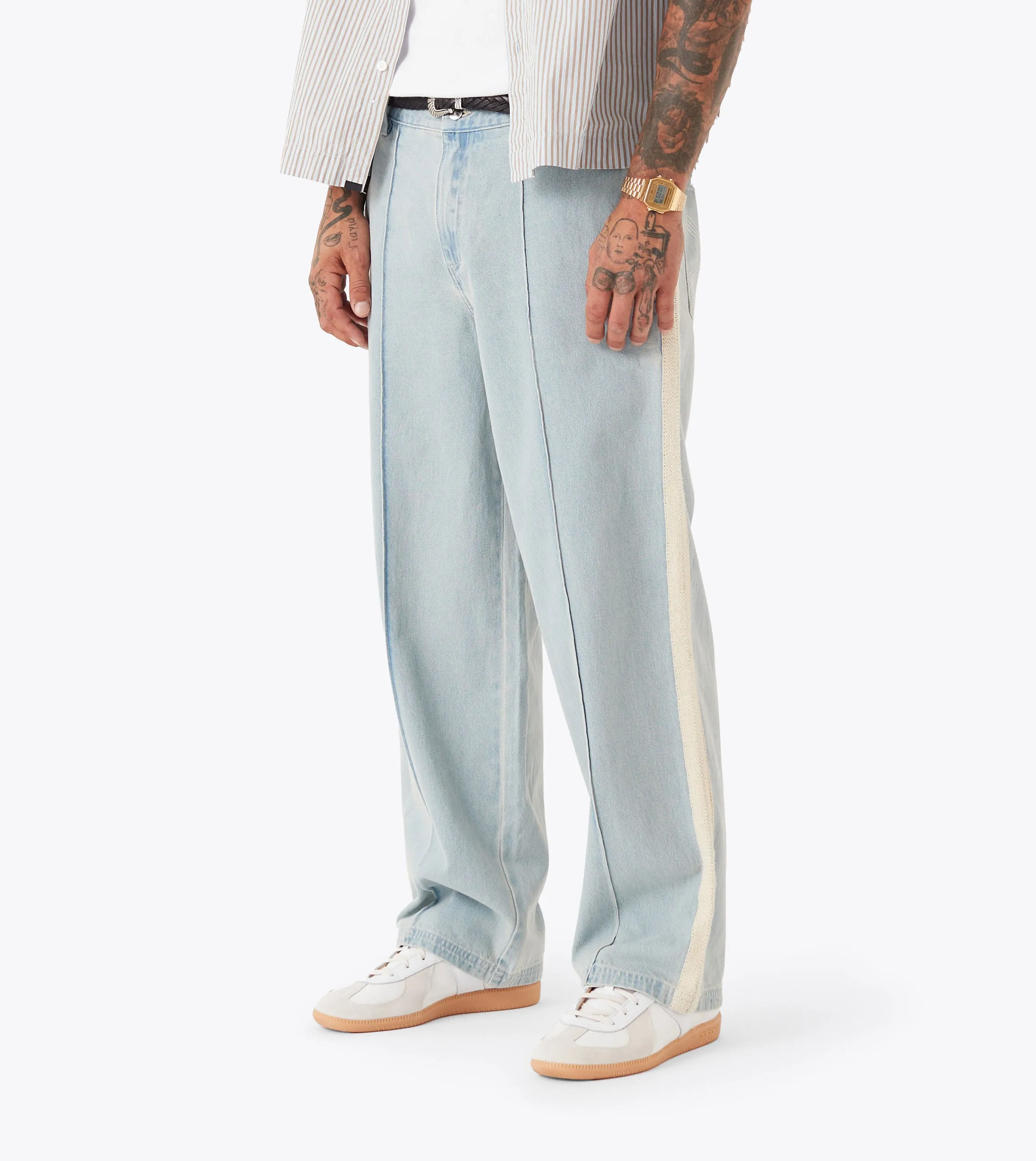 Stitched Pintuck Denim Pant LT Blue sold by Zanerobe product image thumbnail 3