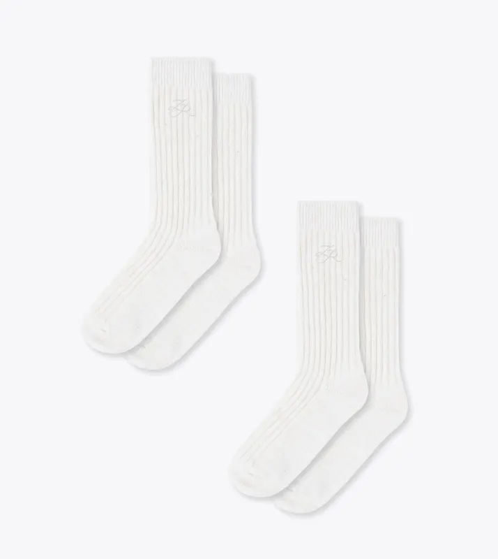Slub Emblem Sock White/Natural sold by Zanerobe