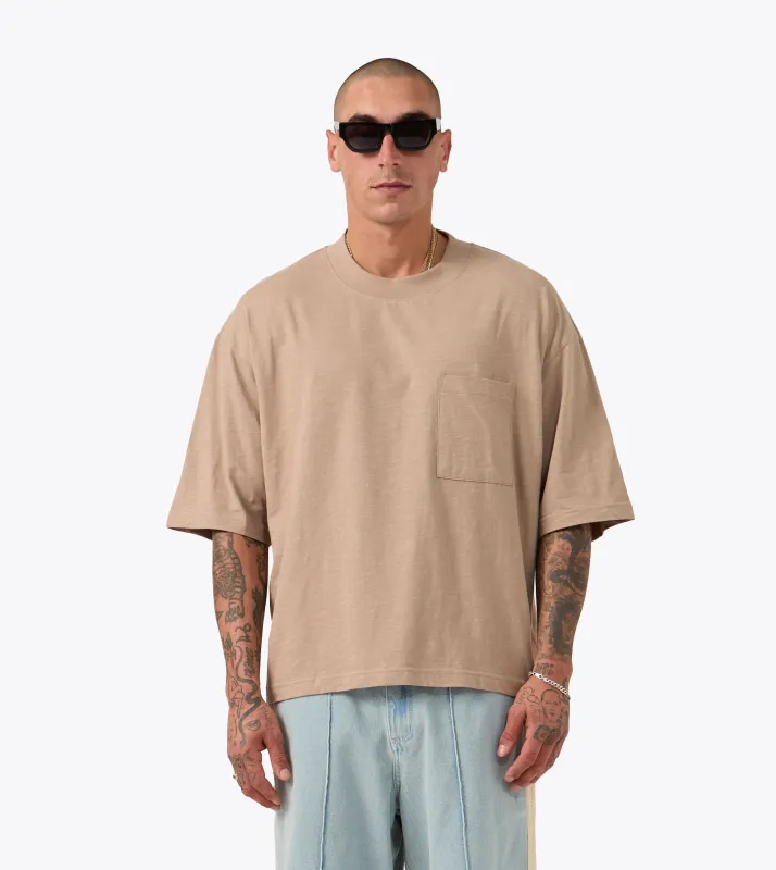 Cropped Slub Flow Tee Coffee sold by Zanerobe