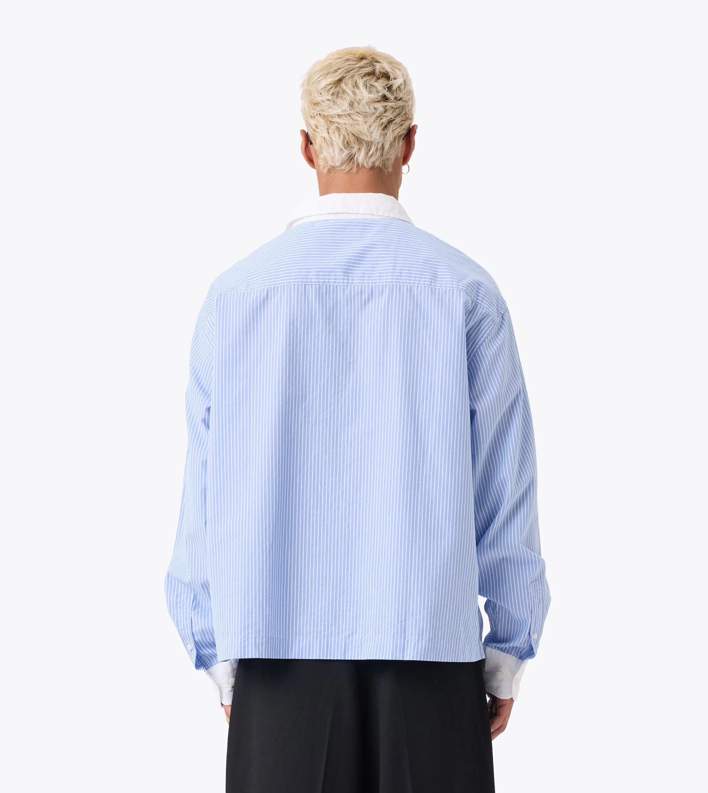 Bankers Box Crop LS Shirt Blue Stripe sold by Zanerobe product image thumbnail 5