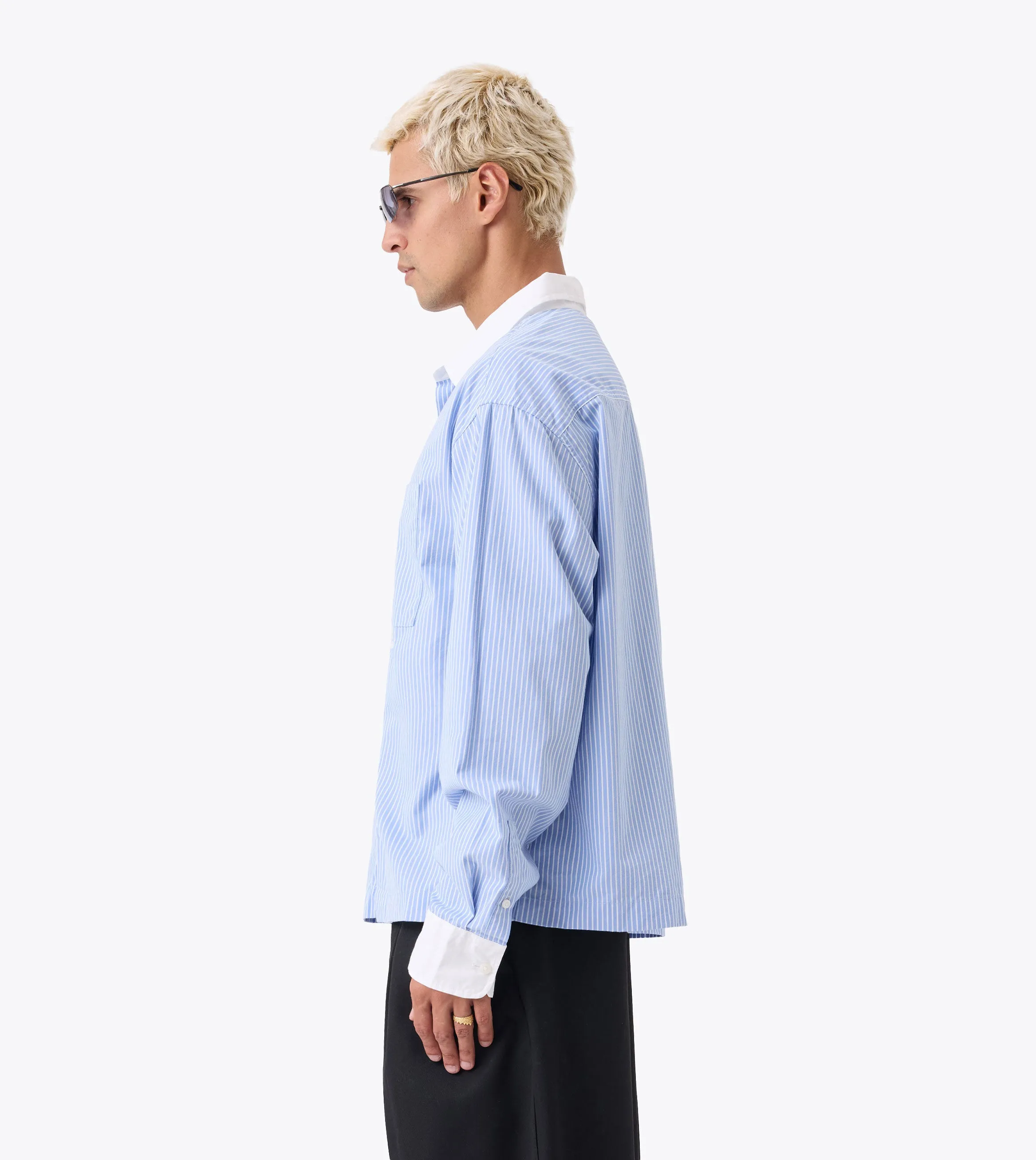 Bankers Box Crop LS Shirt Blue Stripe sold by Zanerobe product image thumbnail 4