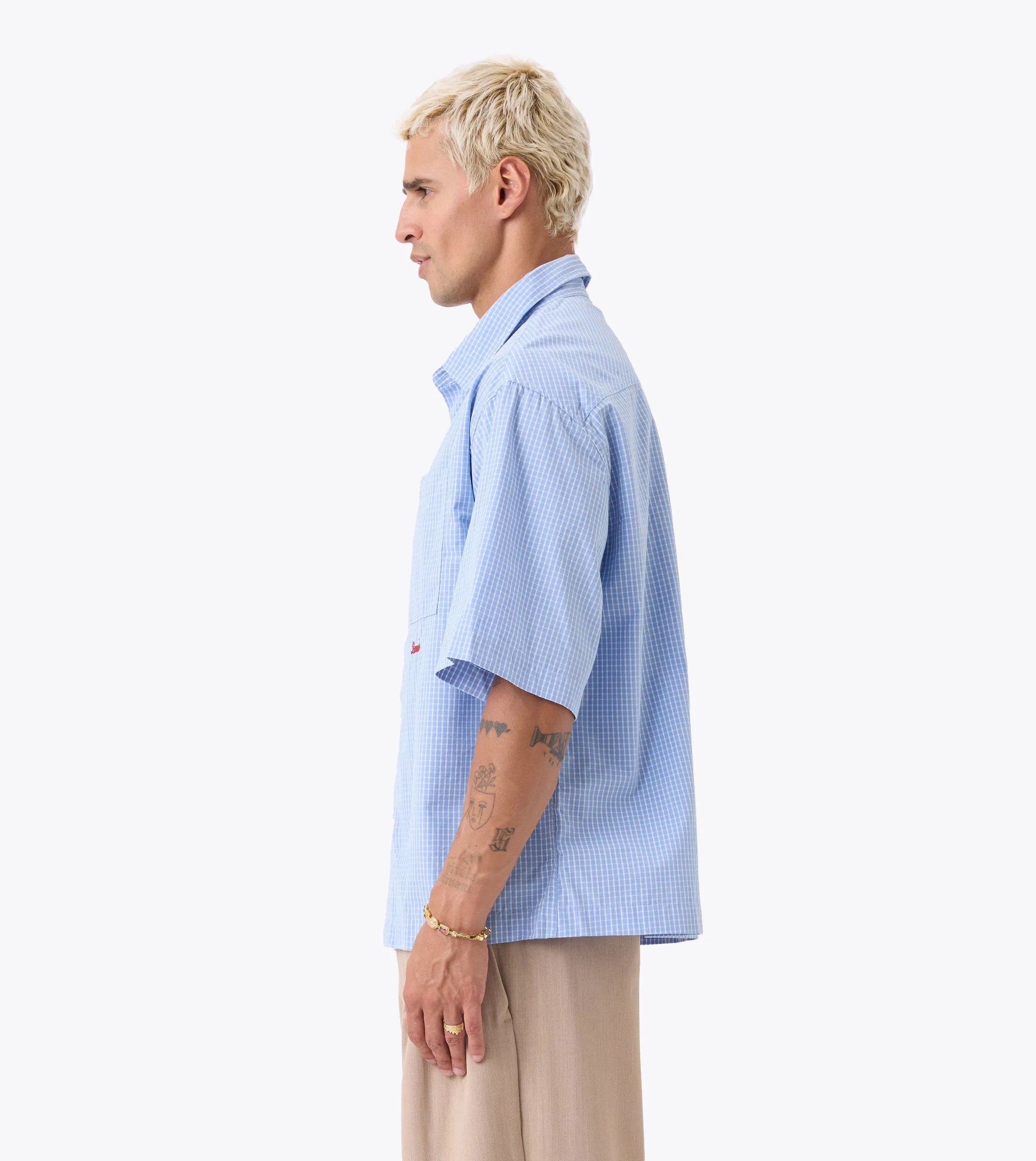 Box Crop Shirt Blue Check sold by Zanerobe product image thumbnail 4