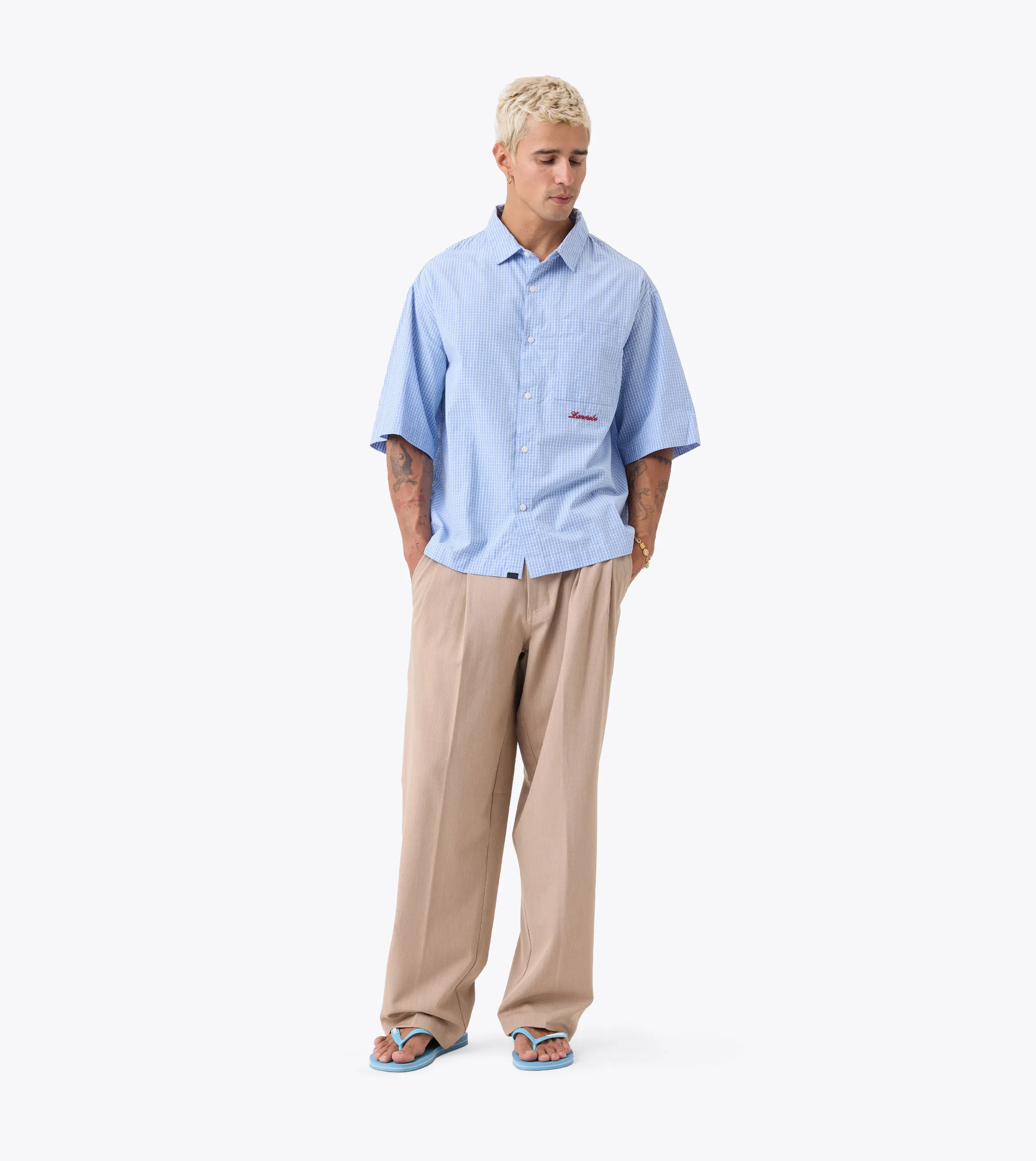 Box Crop Shirt Blue Check sold by Zanerobe product image thumbnail 2