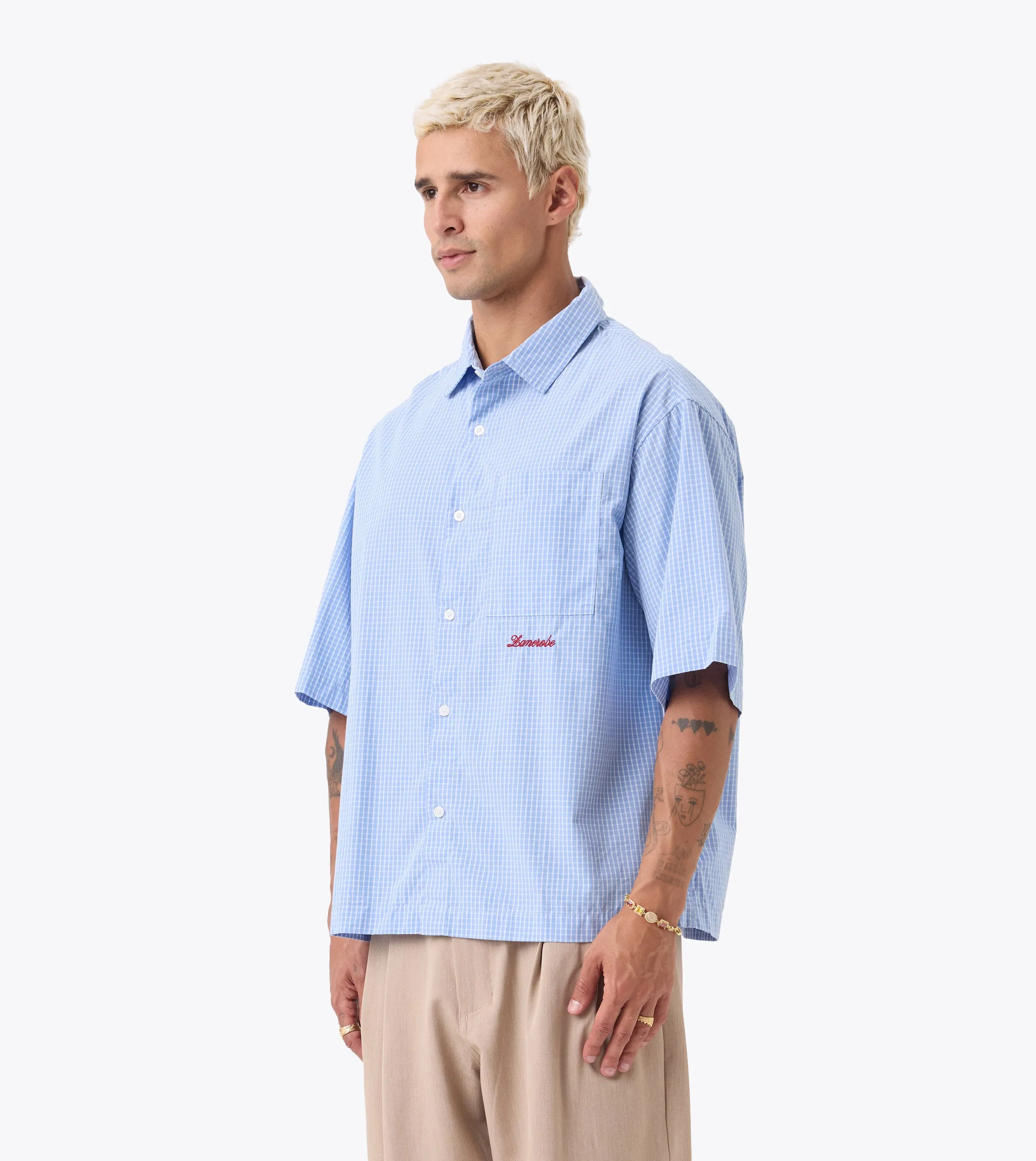 Box Crop Shirt Blue Check sold by Zanerobe product image thumbnail 3