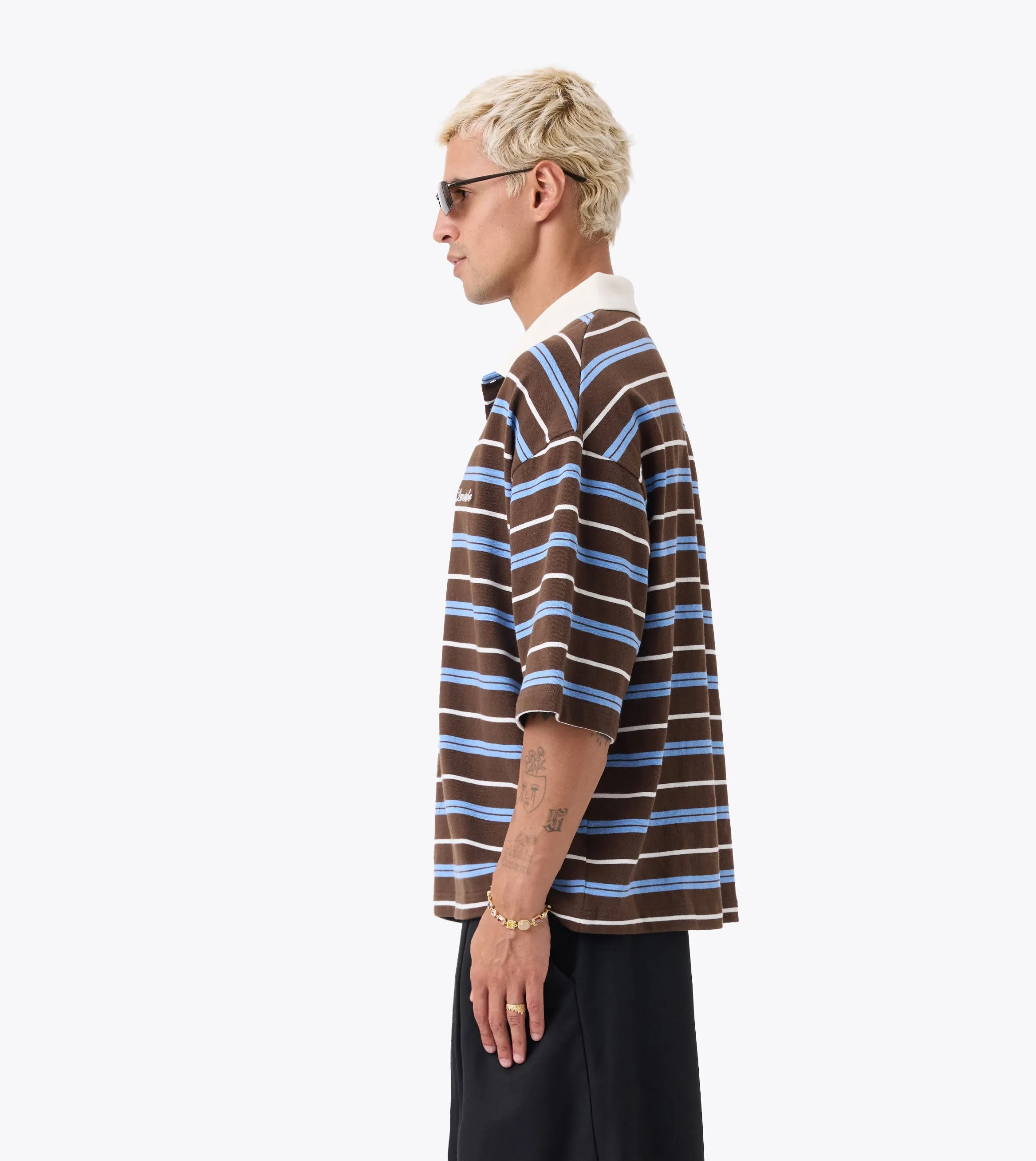 Box Crop Polo Choc/Sky Blue sold by Zanerobe product image thumbnail 4