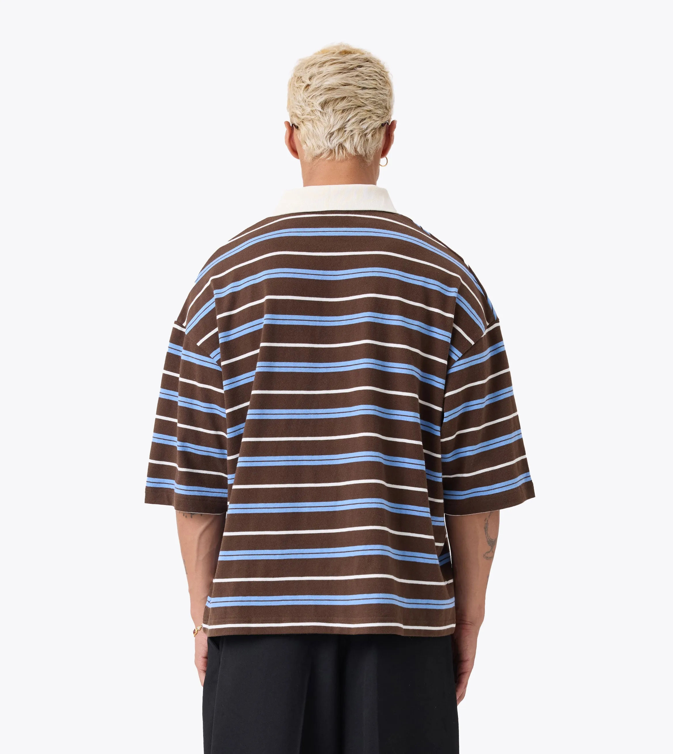 Box Crop Polo Choc/Sky Blue sold by Zanerobe product image thumbnail 5